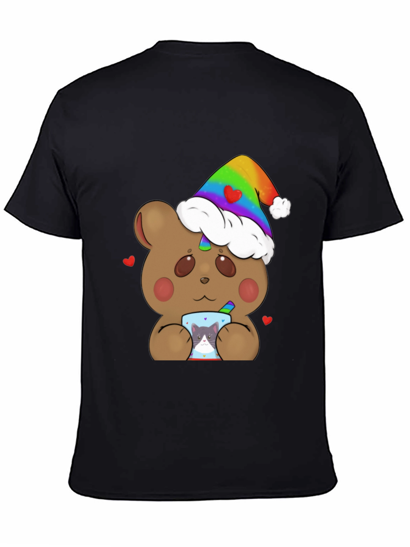 Bear with Rainbow Hat & Cat Mug T-Shirt