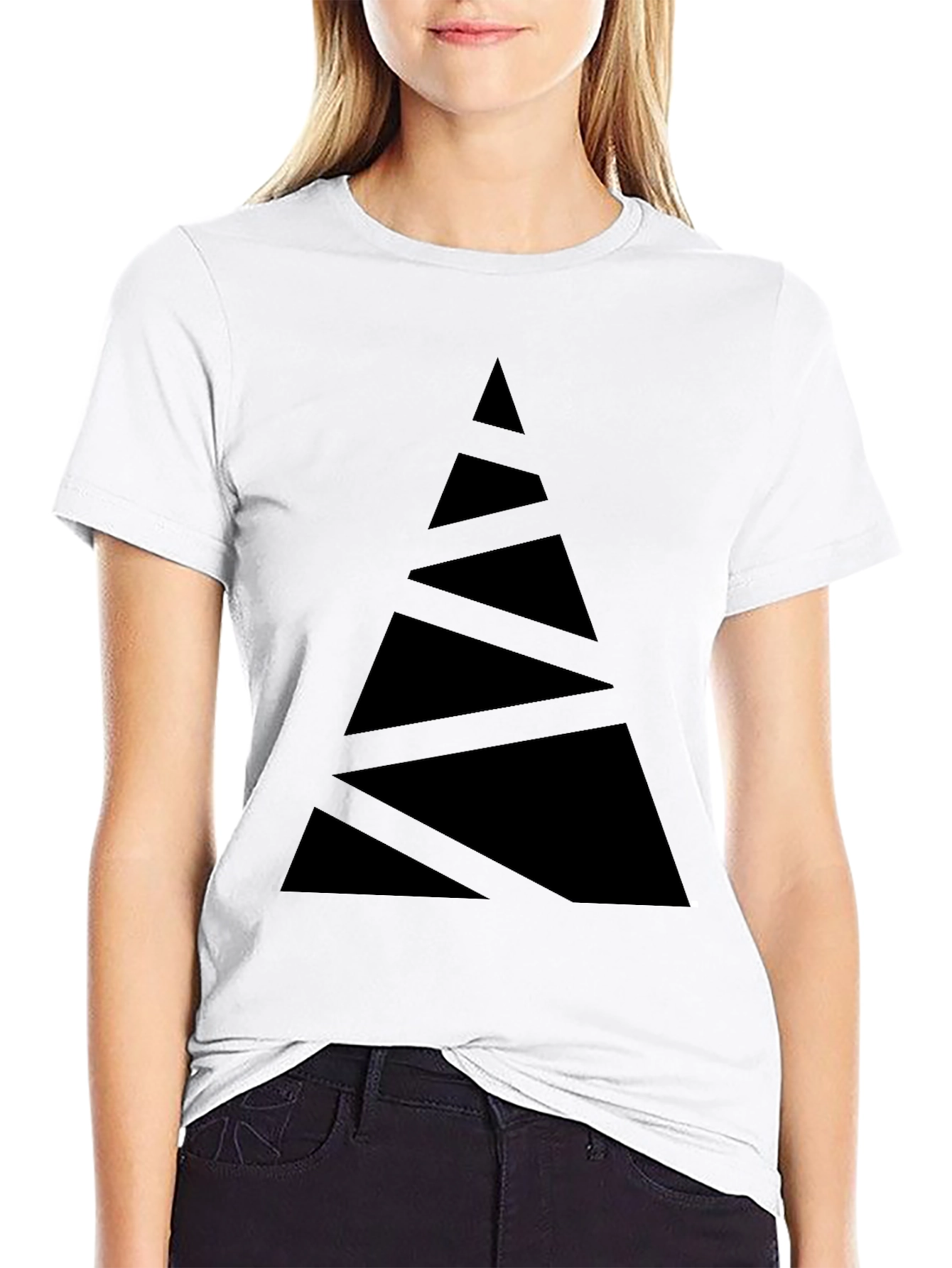 Abstract Triangle Graphic Tee - Modern Black T-Shirt