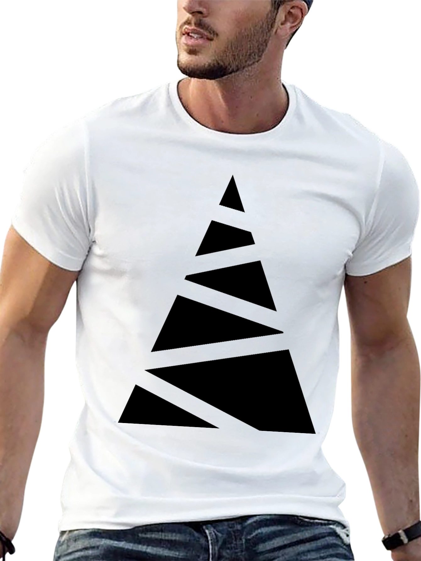 Abstract Triangle Graphic Tee - Modern Black T-Shirt