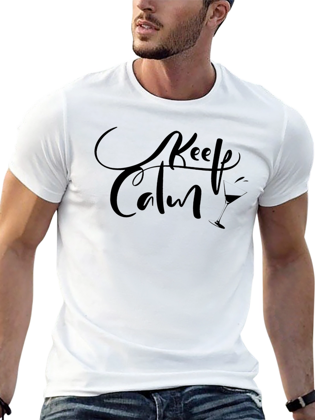 Keep Calm Cocktail Graphic Tee - Black