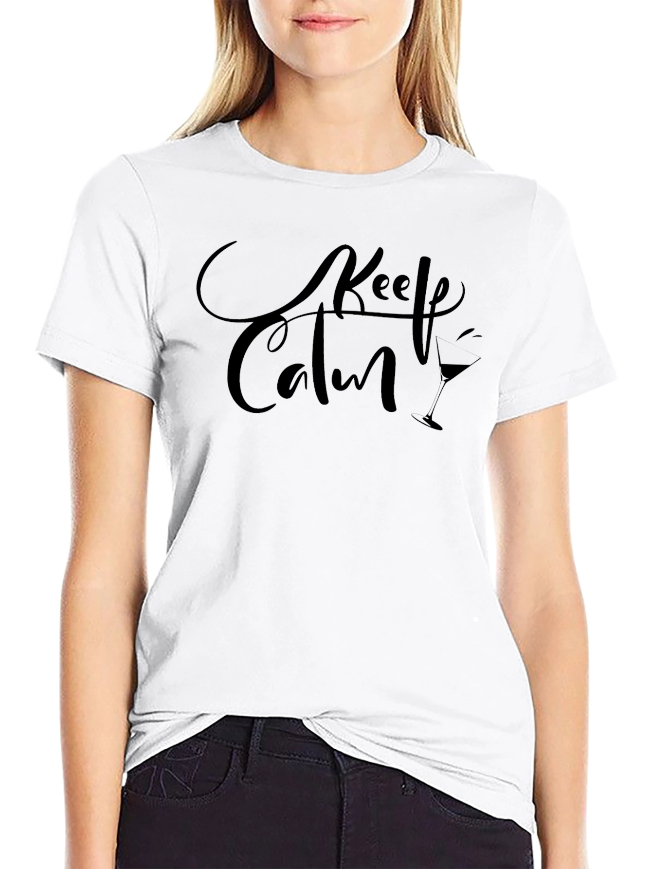Keep Calm Cocktail Graphic Tee - Black