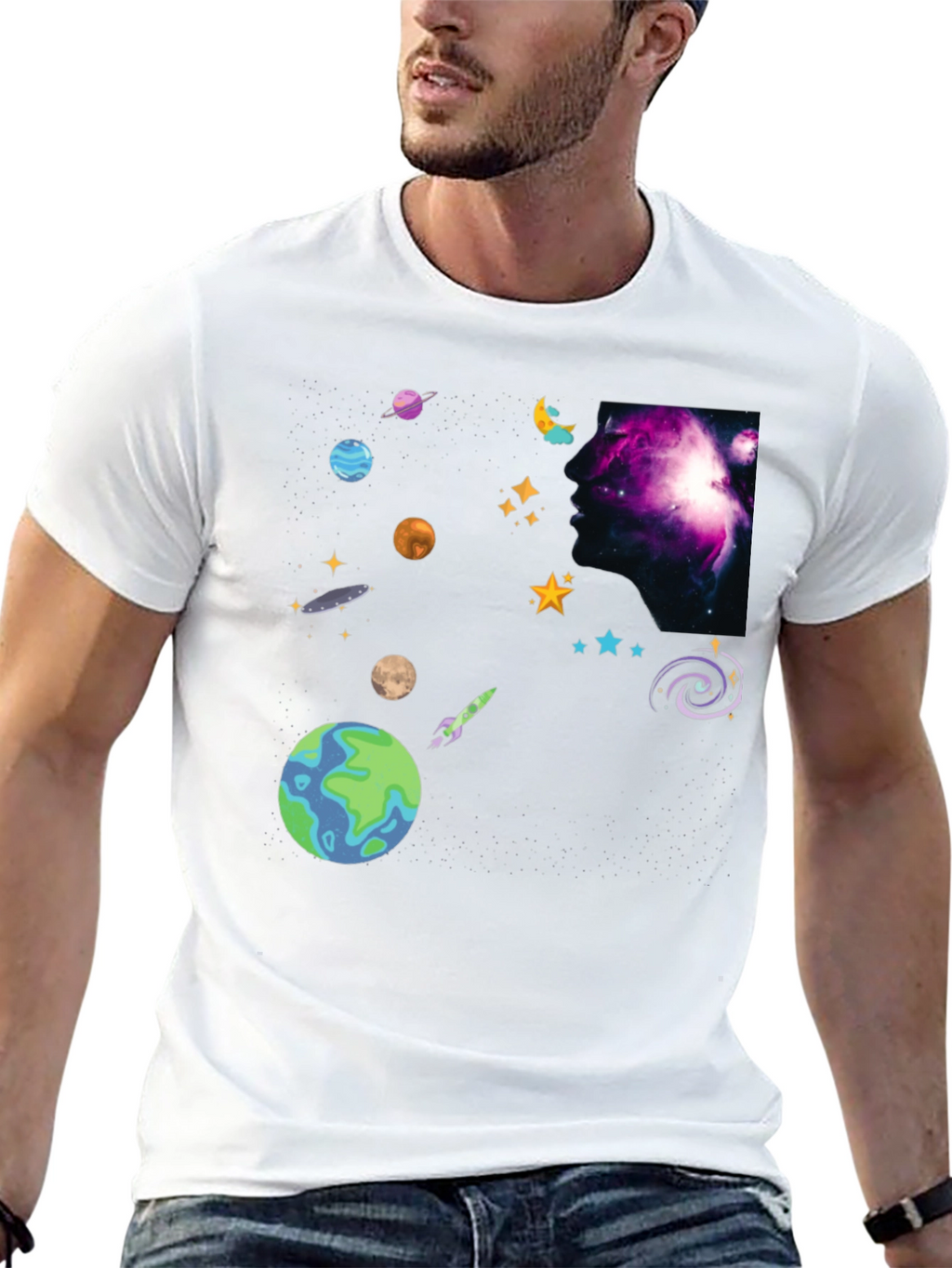 Cosmic Dreamer Black T-Shirt Space Design