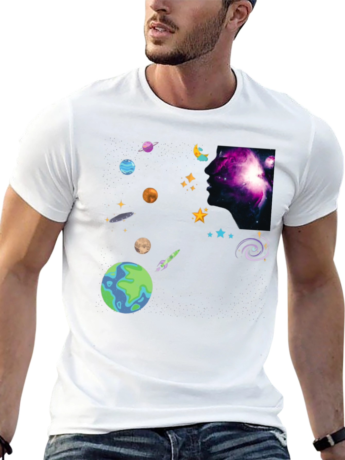 Cosmic Dreamer Black T-Shirt Space Design