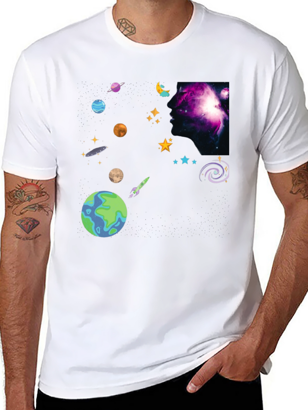 Cosmic Dreamer Black T-Shirt Space Design