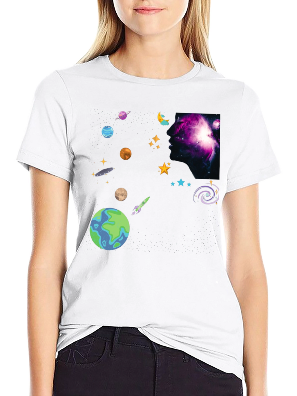 Cosmic Dreamer Black T-Shirt Space Design