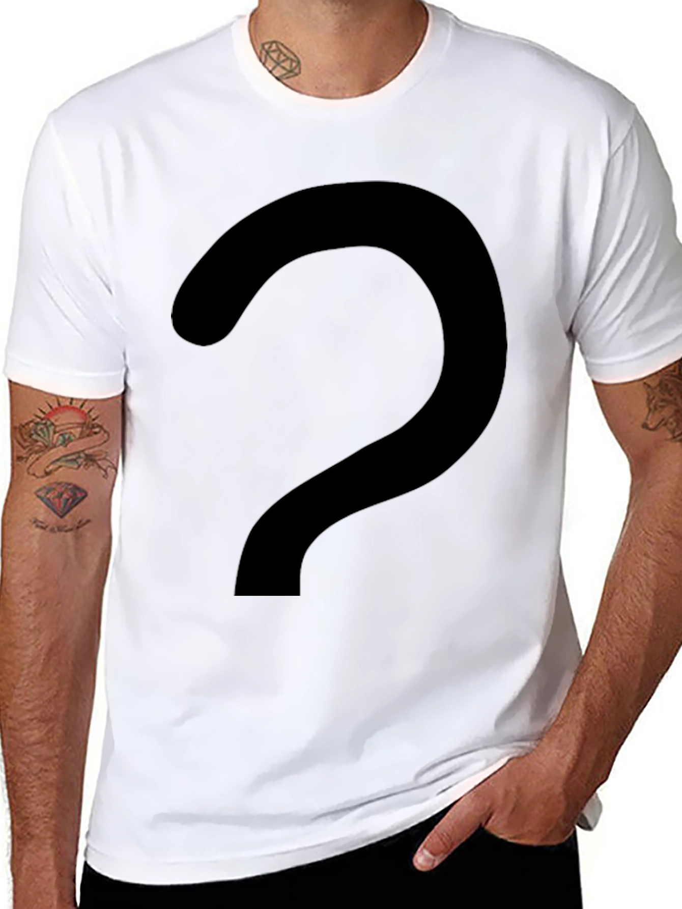 Mystery Black T-Shirt with Question Mark Graphic
