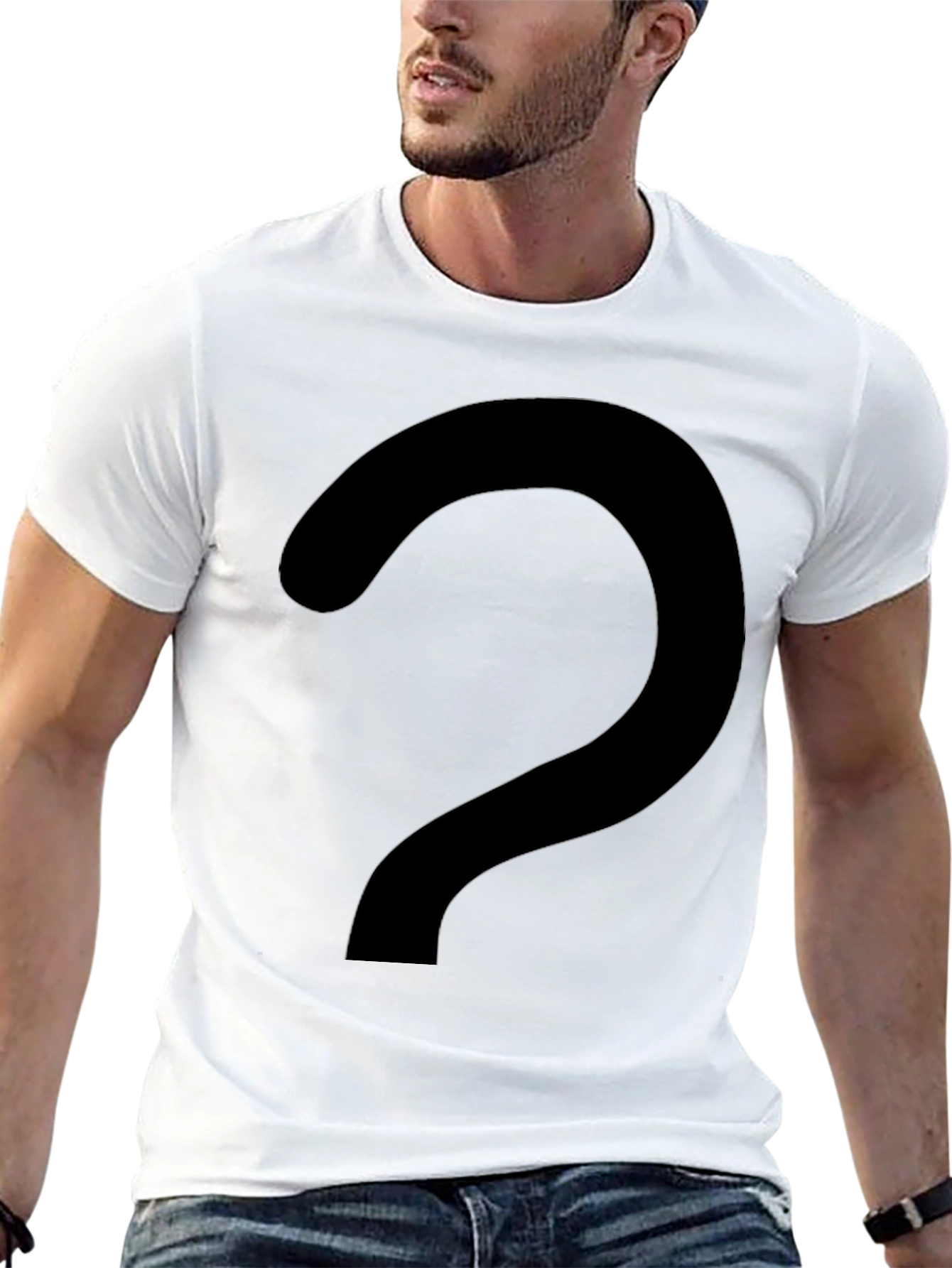 Mystery Black T-Shirt with Question Mark Graphic
