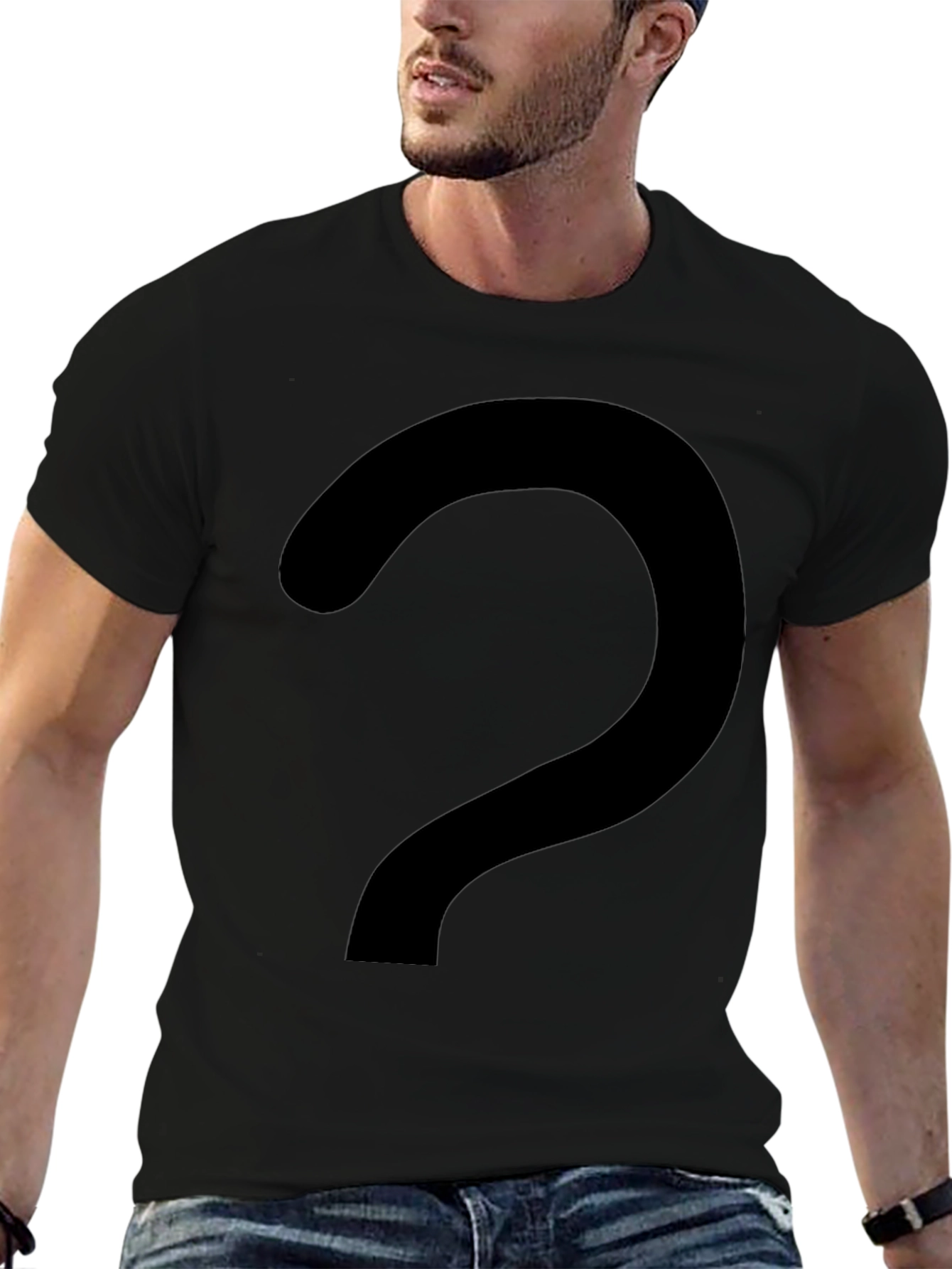 Mystery Black T-Shirt with Question Mark Graphic