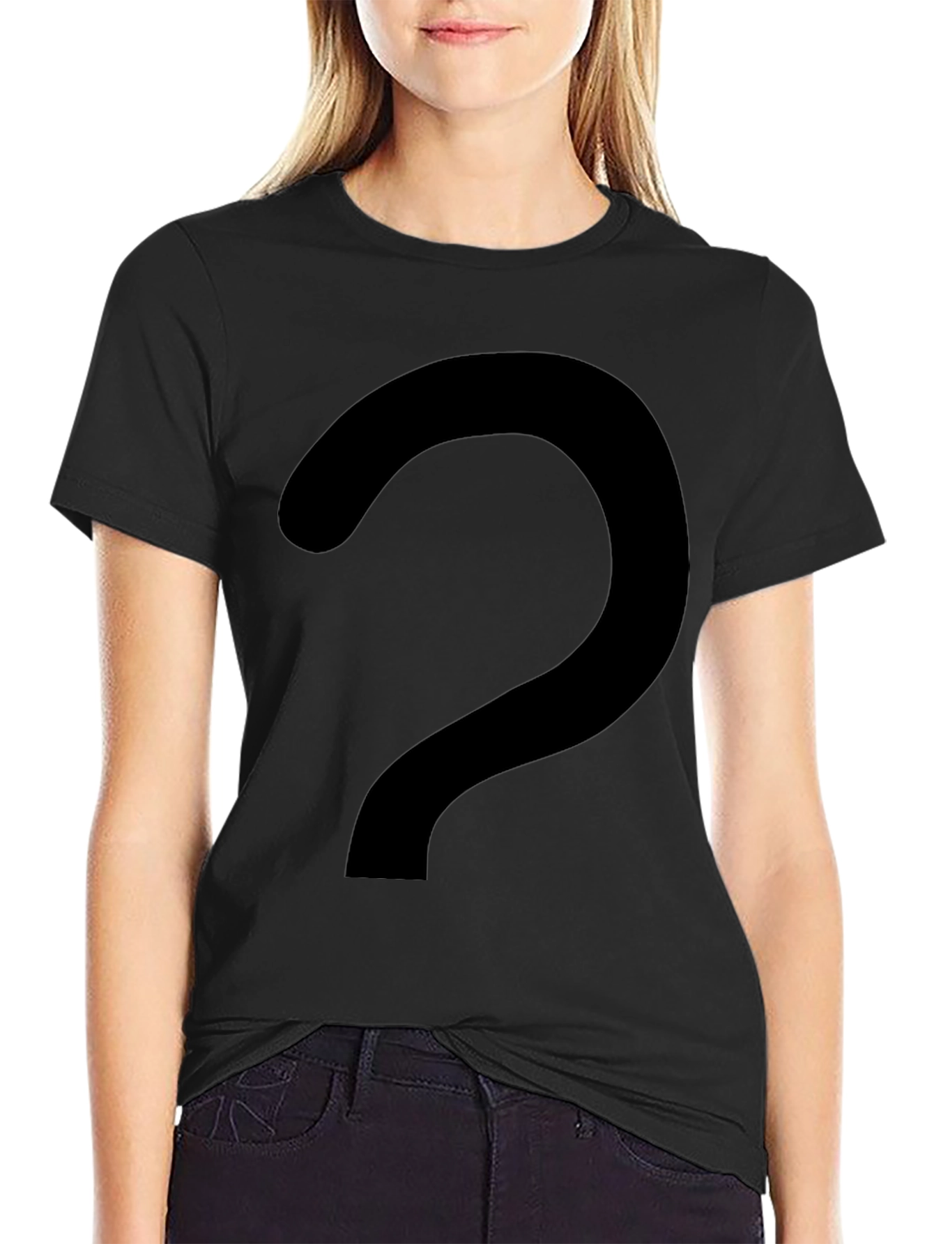 Mystery Black T-Shirt with Question Mark Graphic