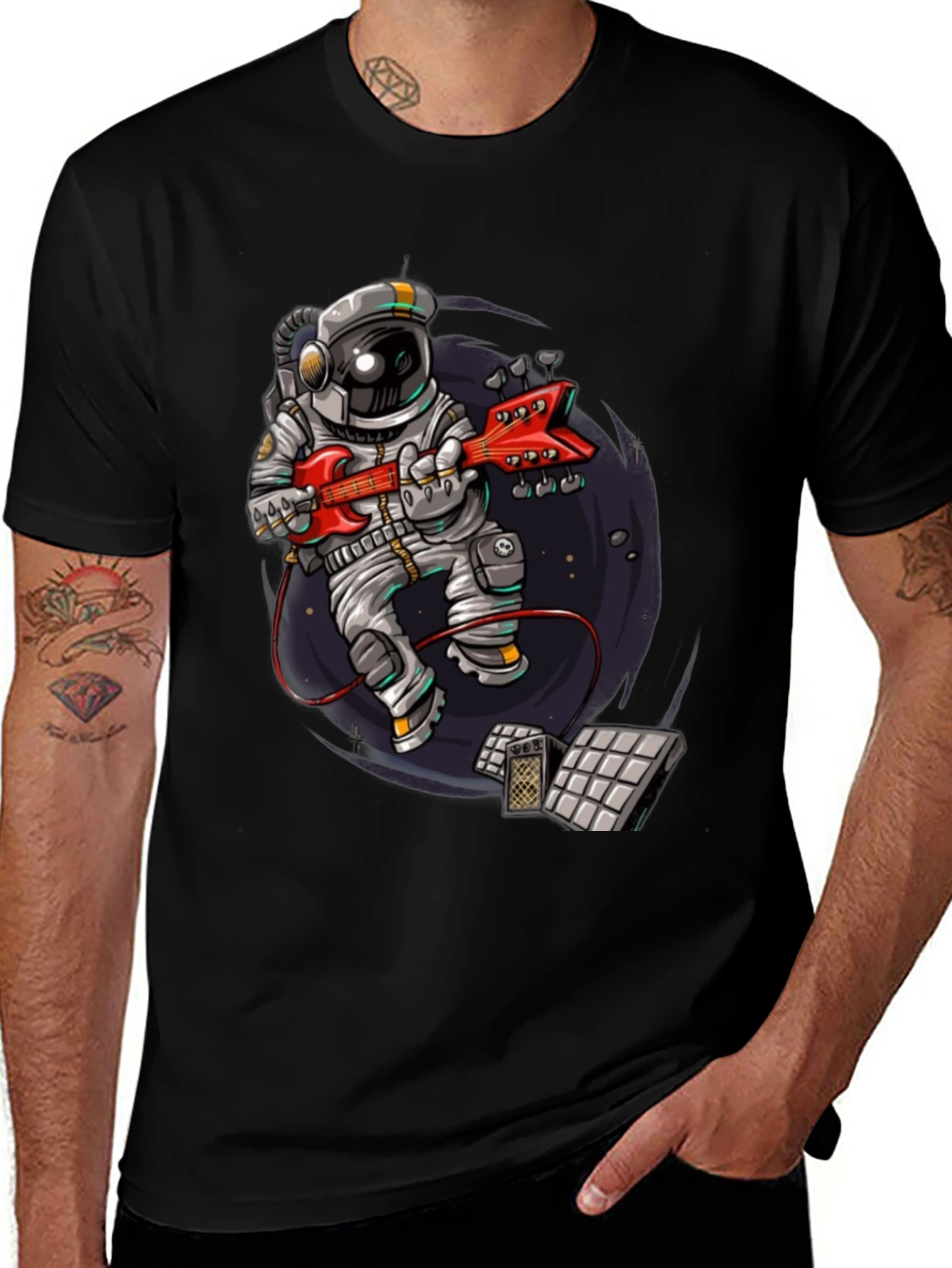 Astronaut Guitar Player Graphic Tee