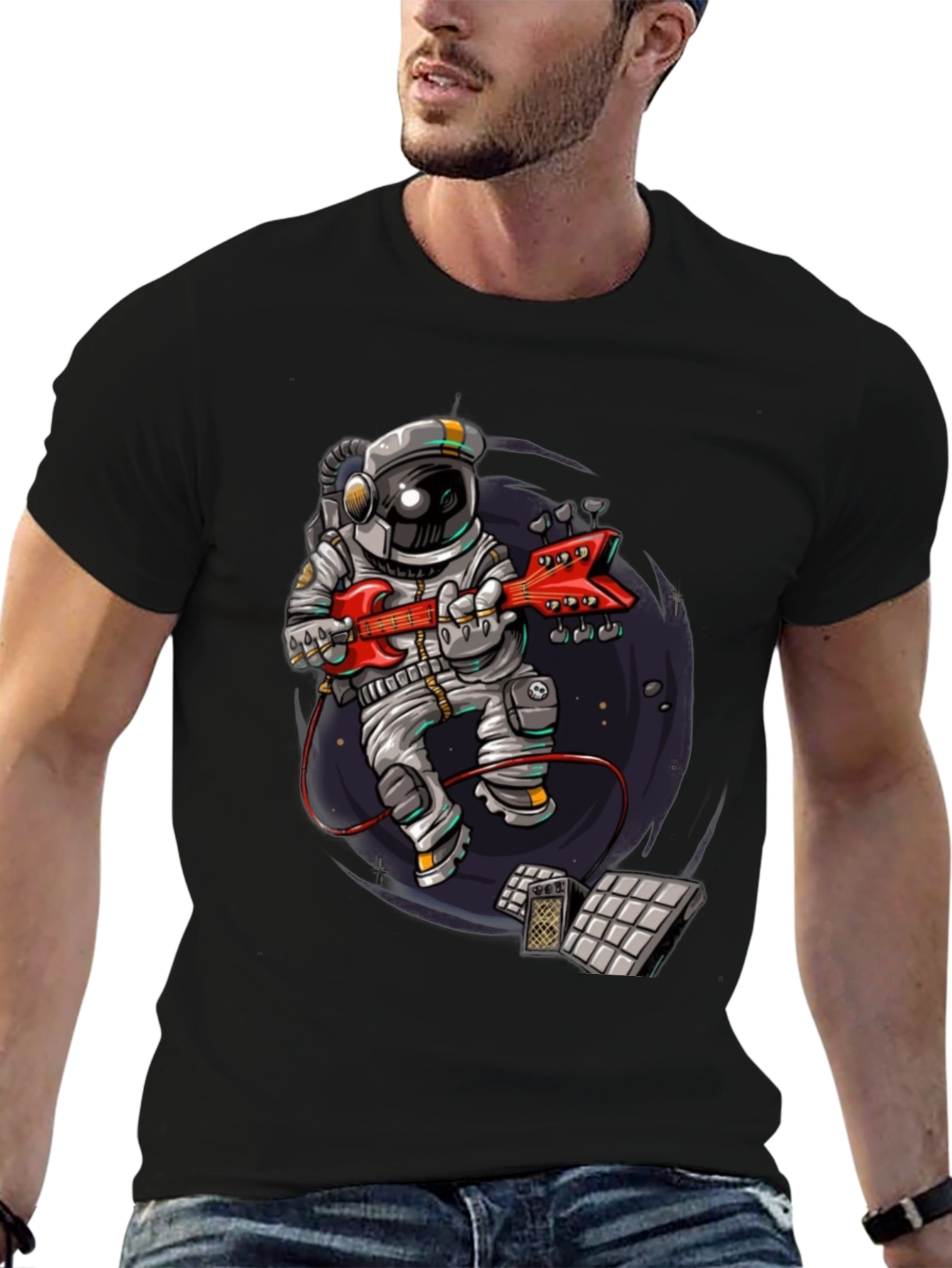 Astronaut Guitar Player Graphic Tee