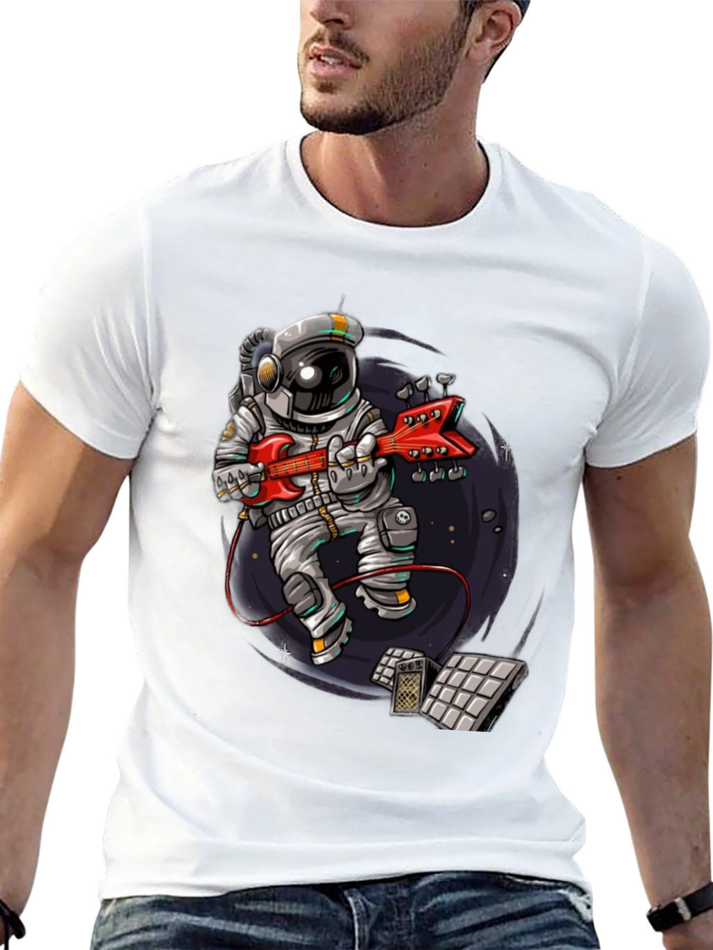 Astronaut Guitar Player Graphic Tee