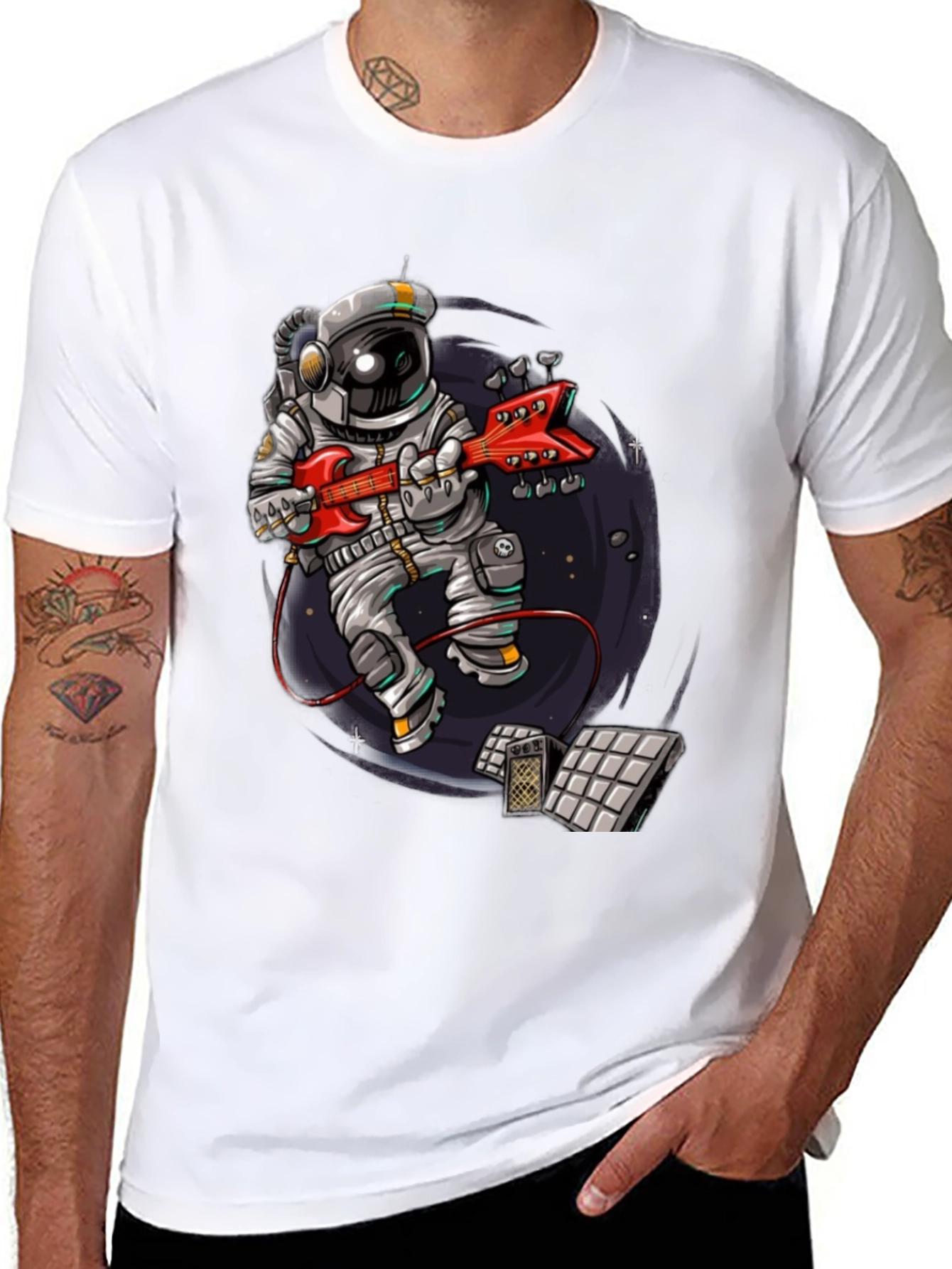 Astronaut Guitar Player Graphic Tee