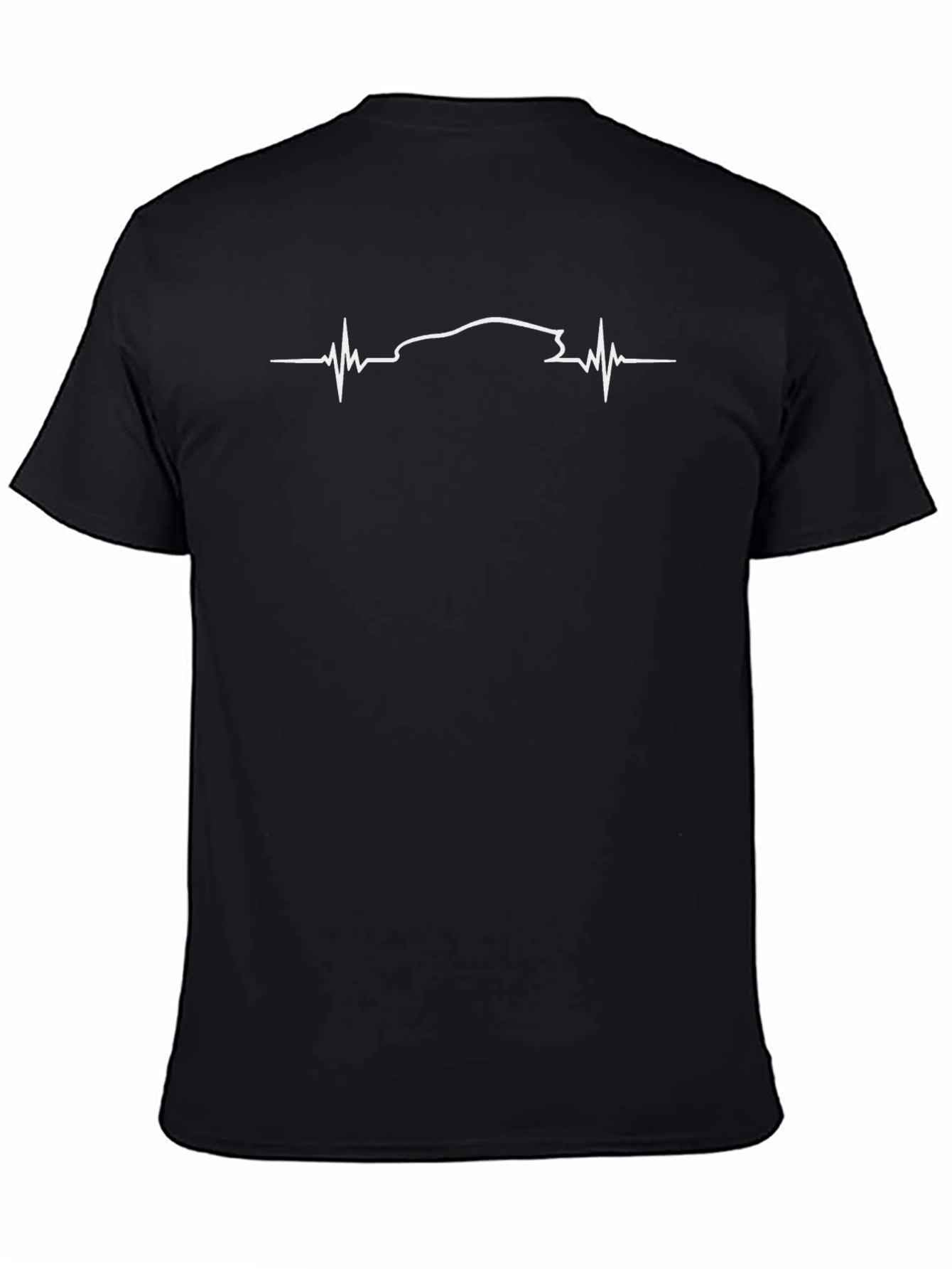 Car Heartbeat Graphic Tee - Black Crew Neck T-Shirt