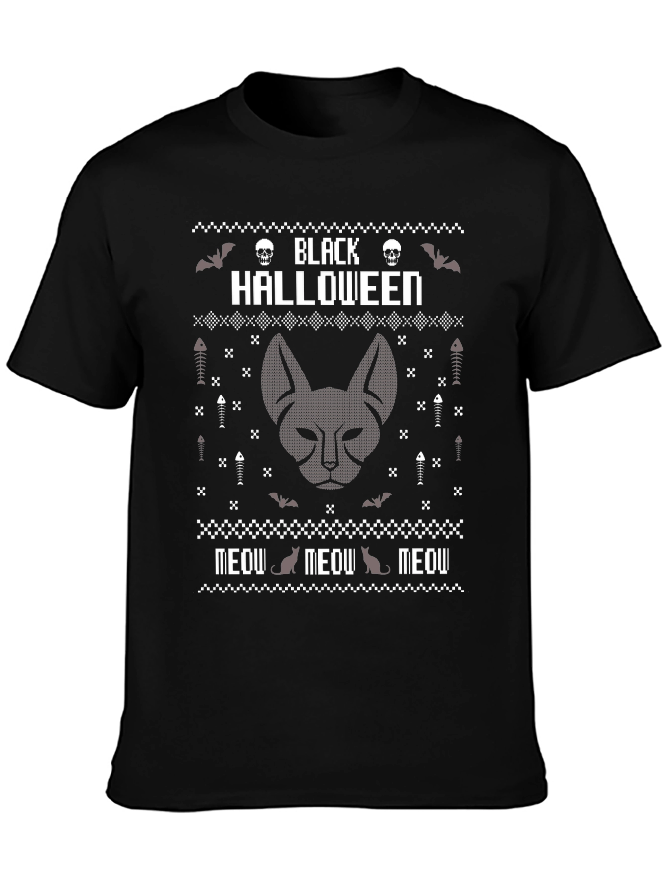 Black Halloween Cat T-Shirt