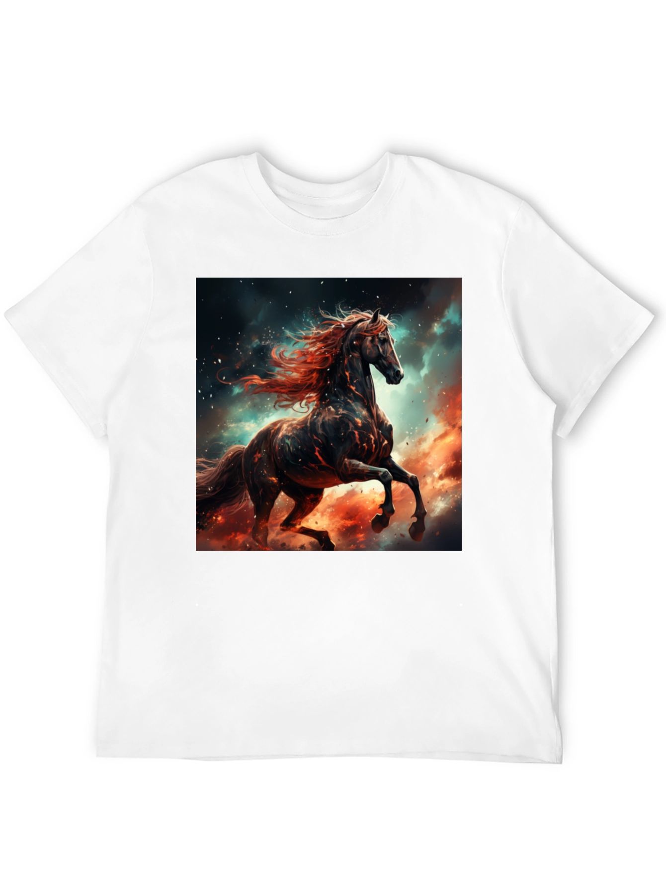Fiery Horse Graphic Tee - Black Cotton