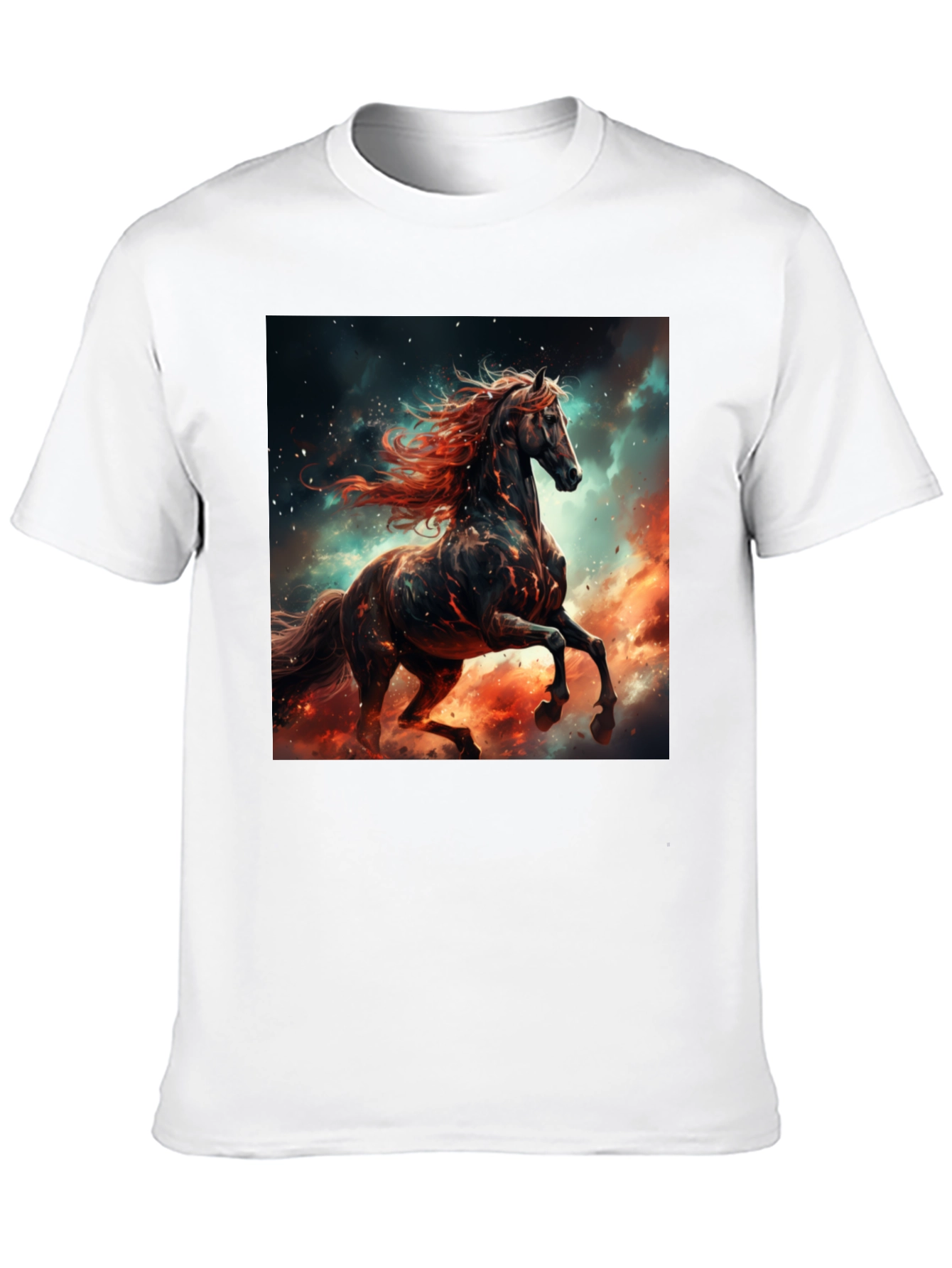 Fiery Horse Graphic Tee - Black Cotton