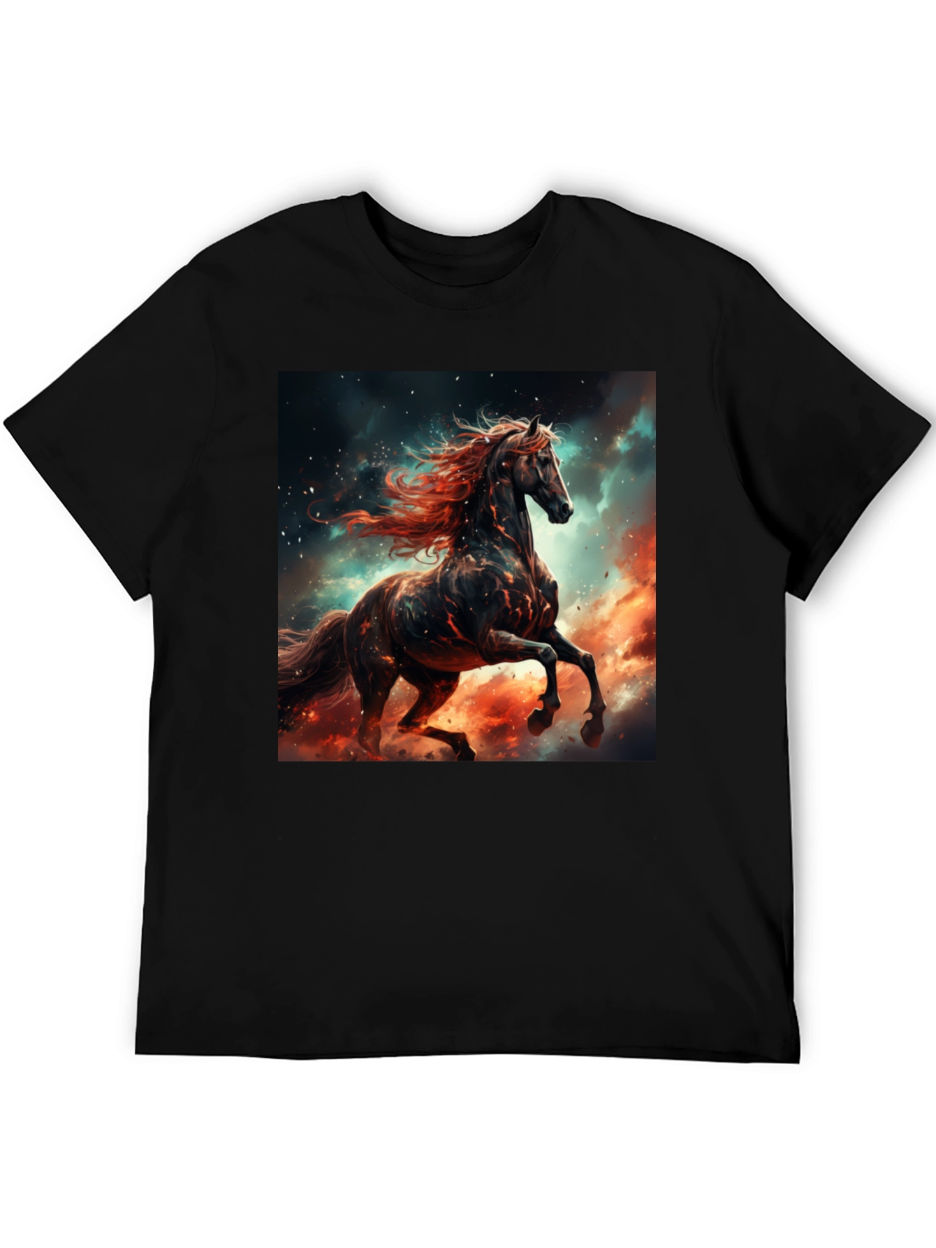 Fiery Horse Graphic Tee - Black Cotton