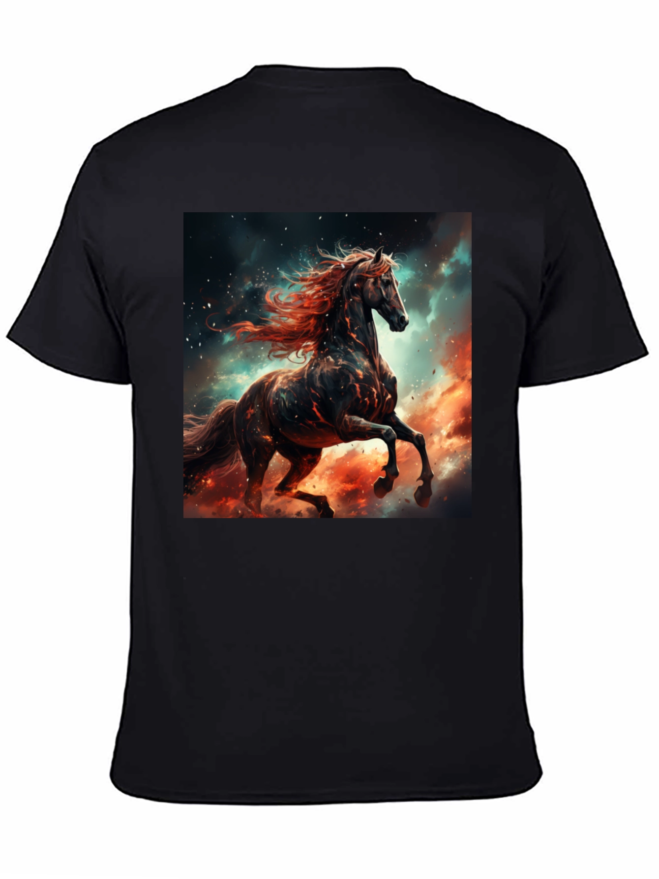 Fiery Horse Graphic Tee - Black Cotton