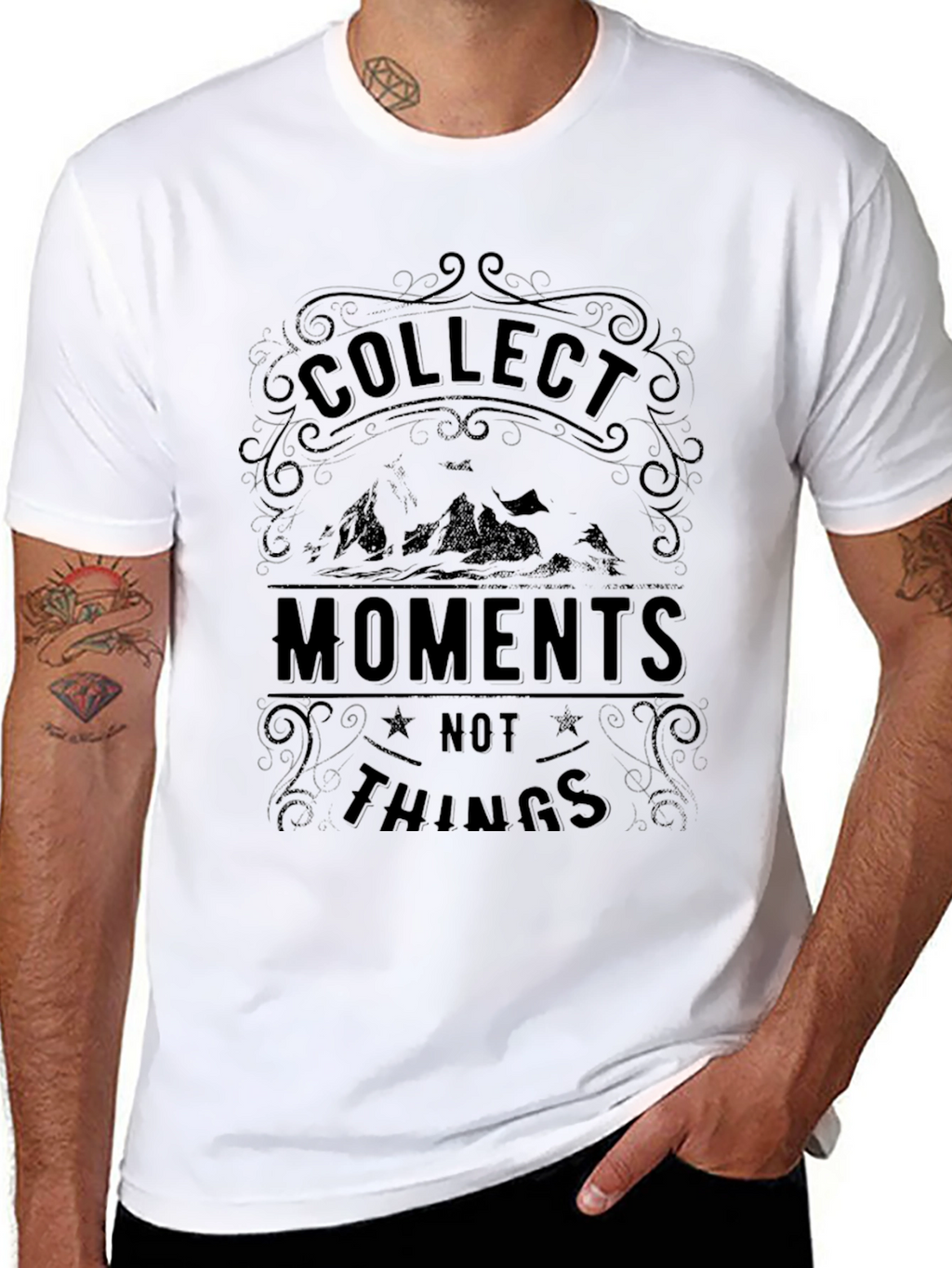 Collect Moments Not Things Black Graphic Tee