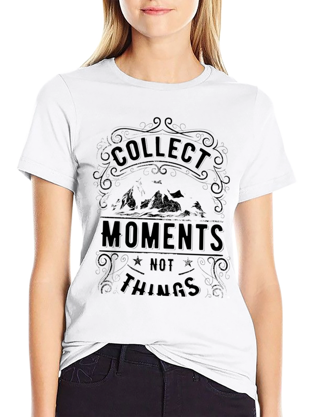 Collect Moments Not Things Black Graphic Tee