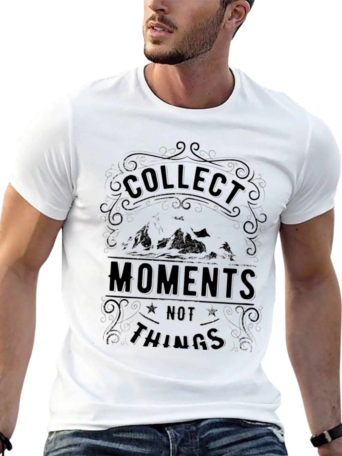 Collect Moments Not Things Black Graphic Tee
