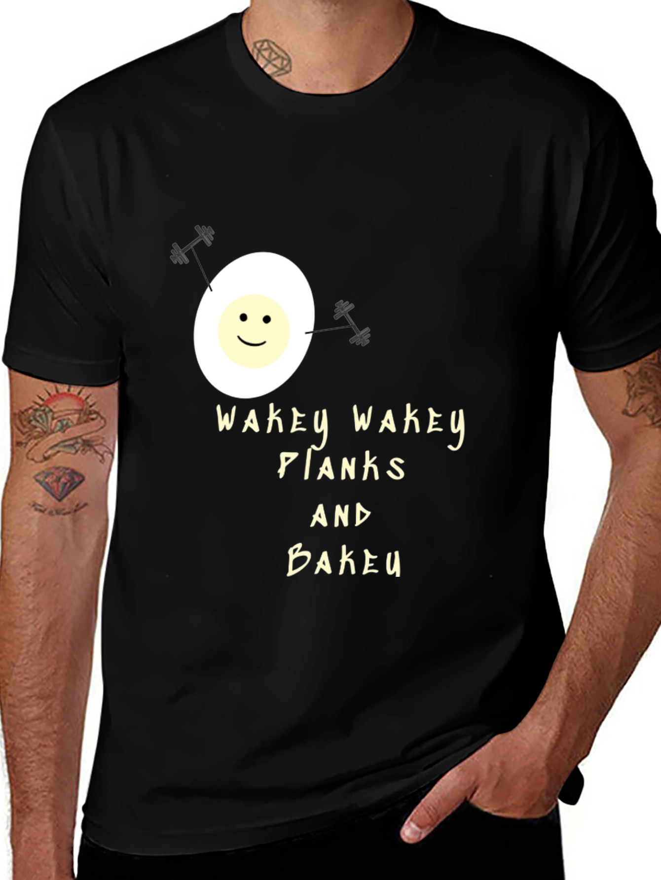 Wakey Wakey Planks & Bakey Black Graphic Tee