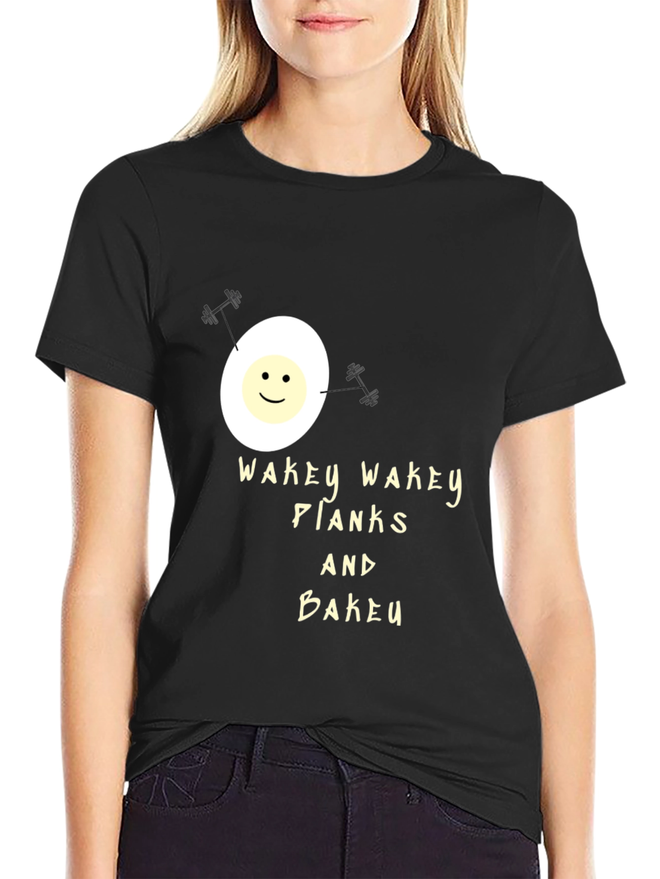 Wakey Wakey Planks & Bakey Black Graphic Tee