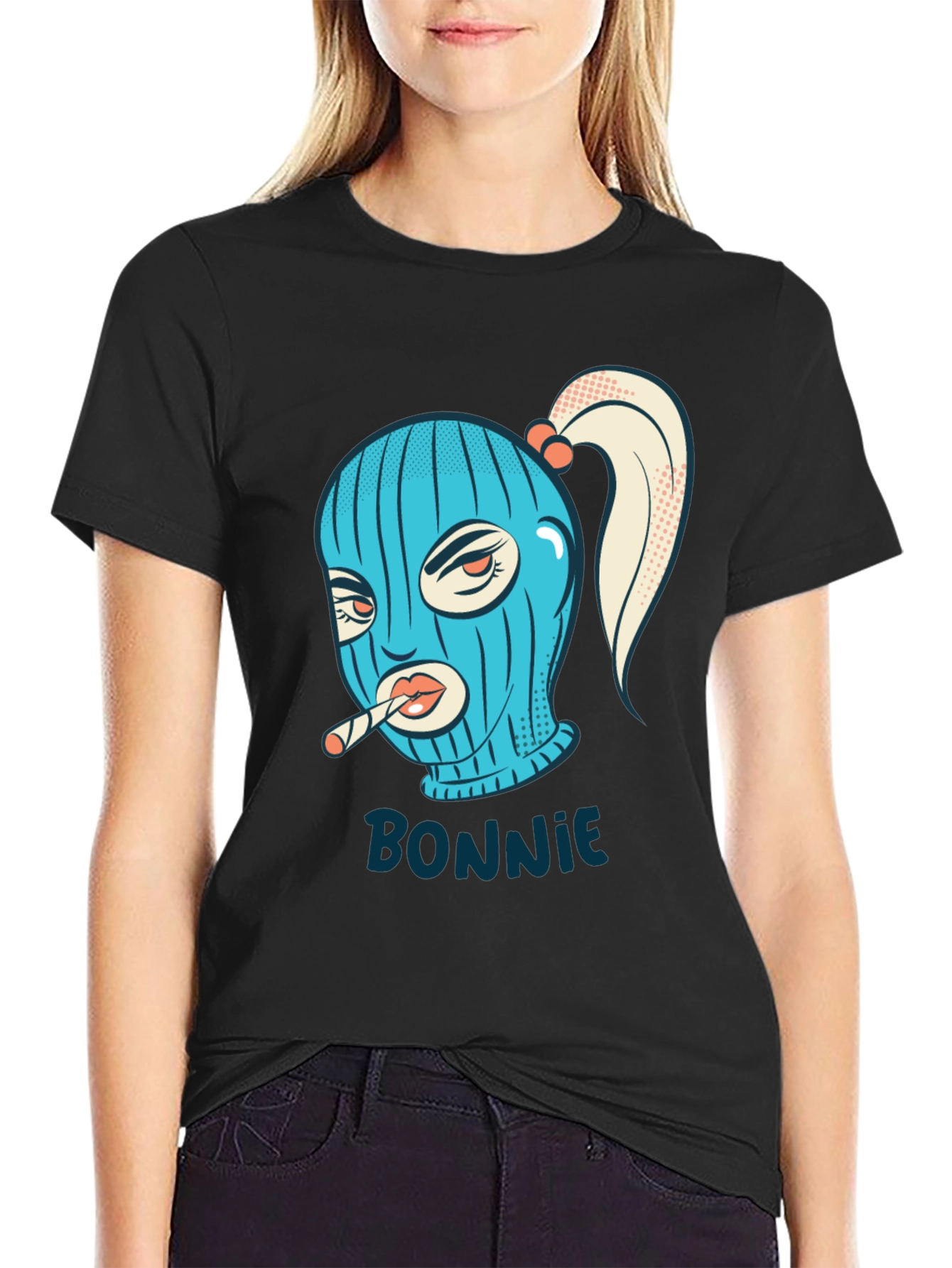 Bonnie Graphic Tee - Black Cotton Blend