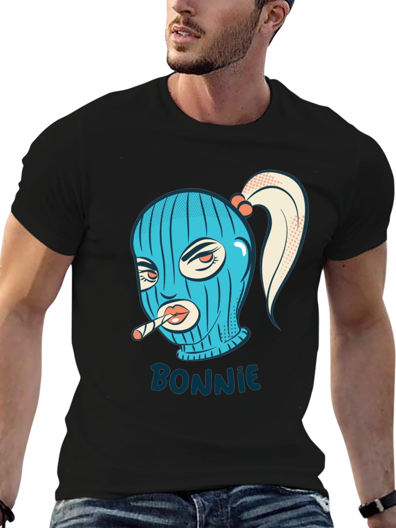 Bonnie Graphic Tee - Black Cotton Blend