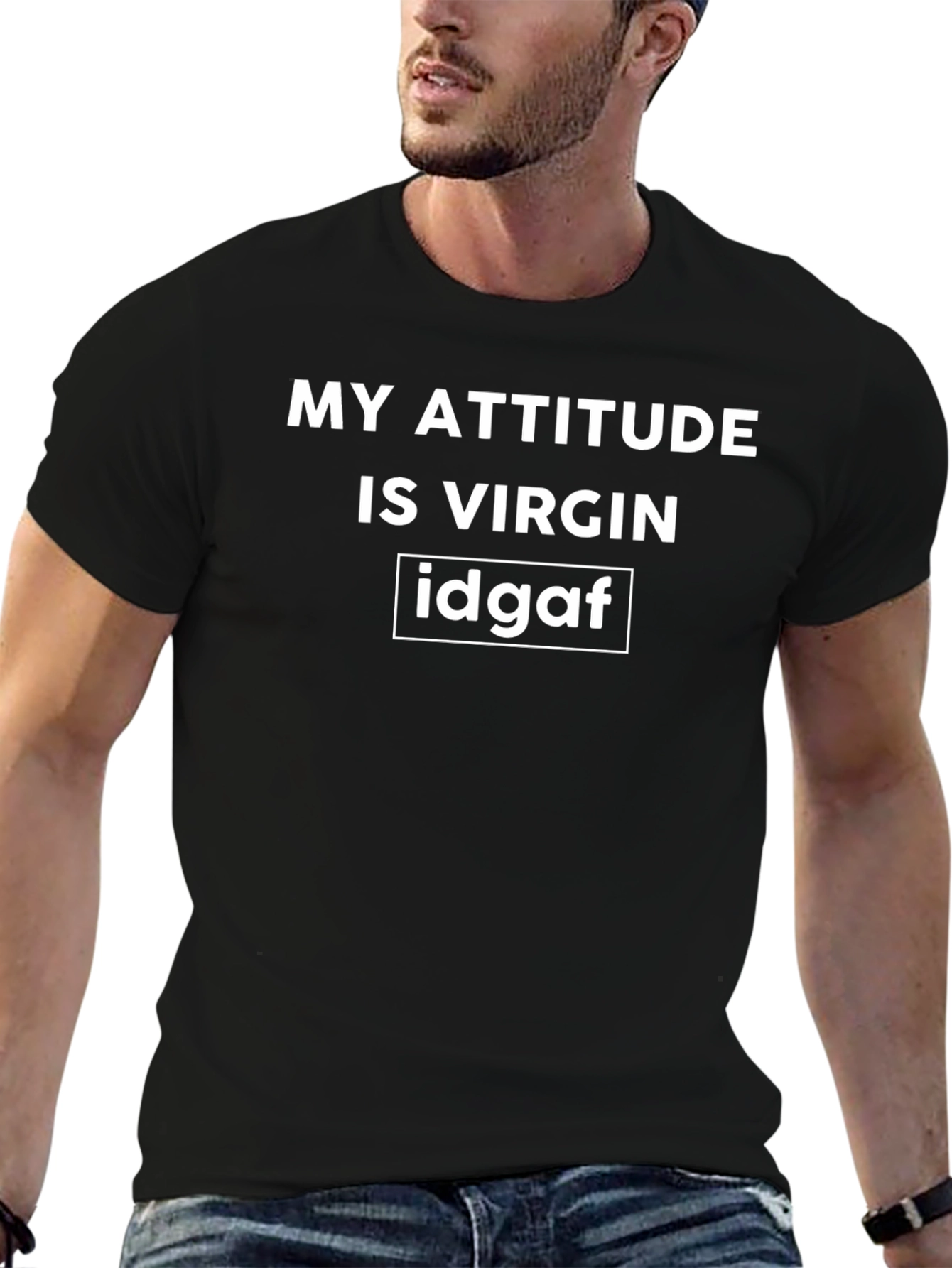 My Attitude Is Virgin Idgaf Black Graphic Tee