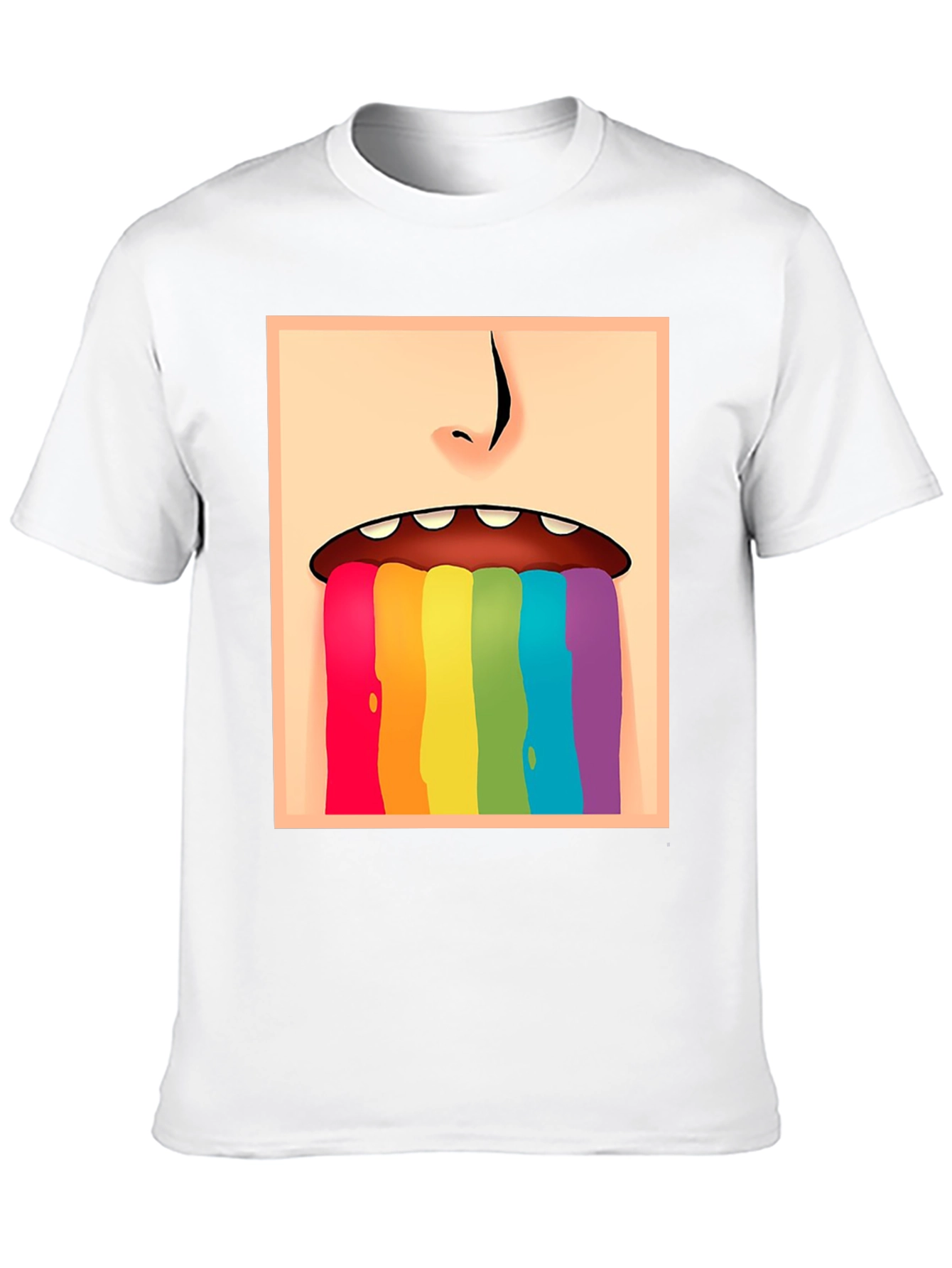 Rainbow Vomit Graphic Tee - Black Cotton Comfort