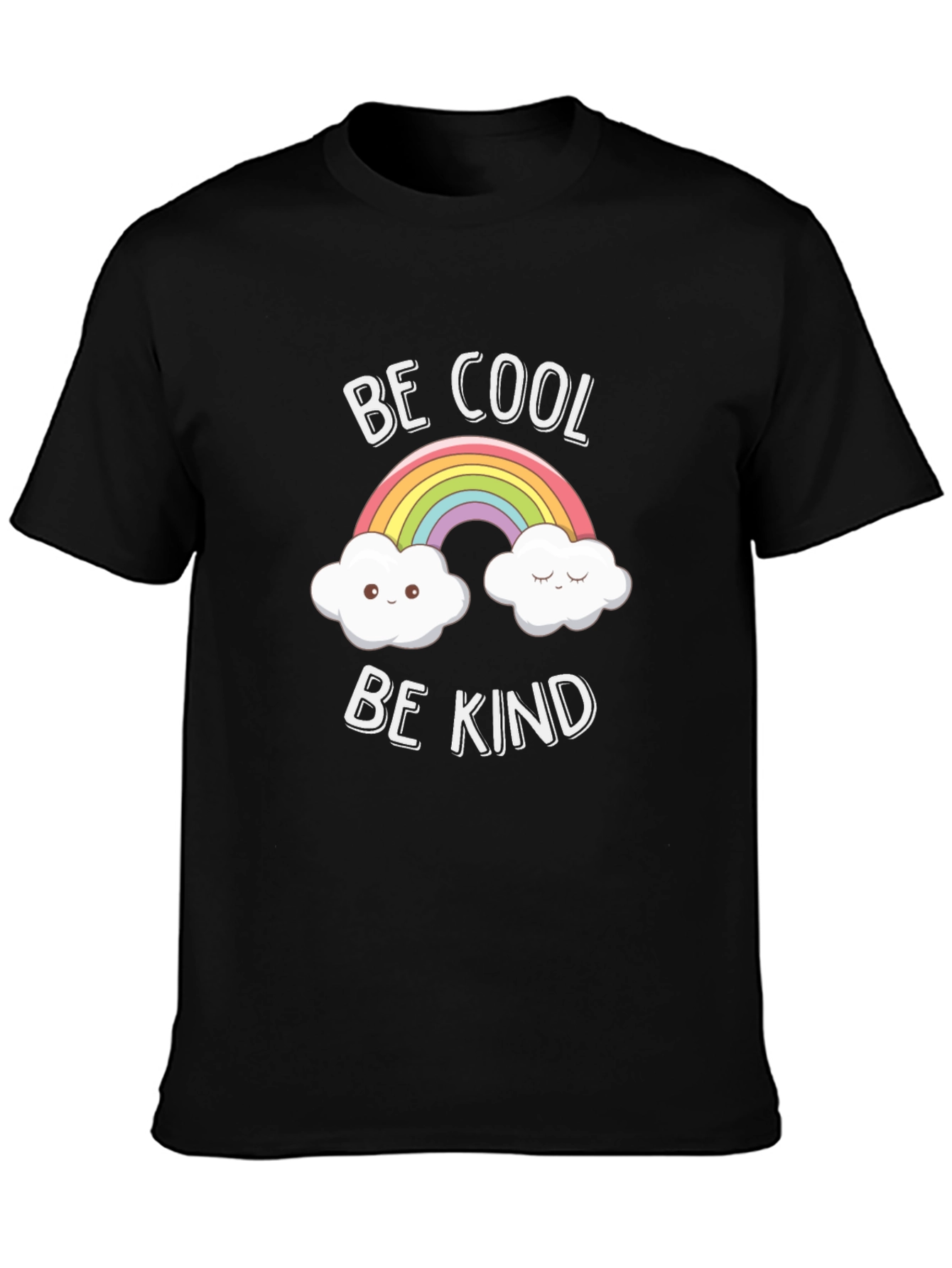 Be Cool Be Kind Rainbow Graphic Tee - Black