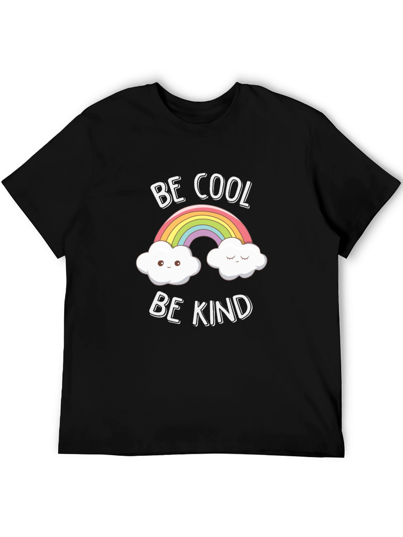 Be Cool Be Kind Rainbow Graphic Tee - Black
