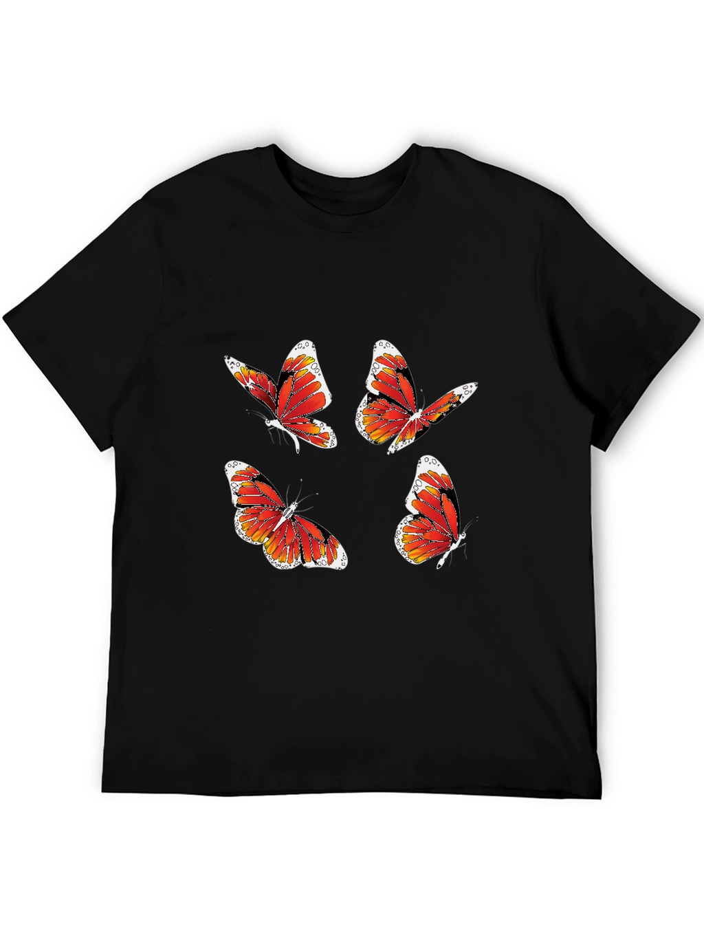 Butterfly Print Tee - Stylish Black T-Shirt