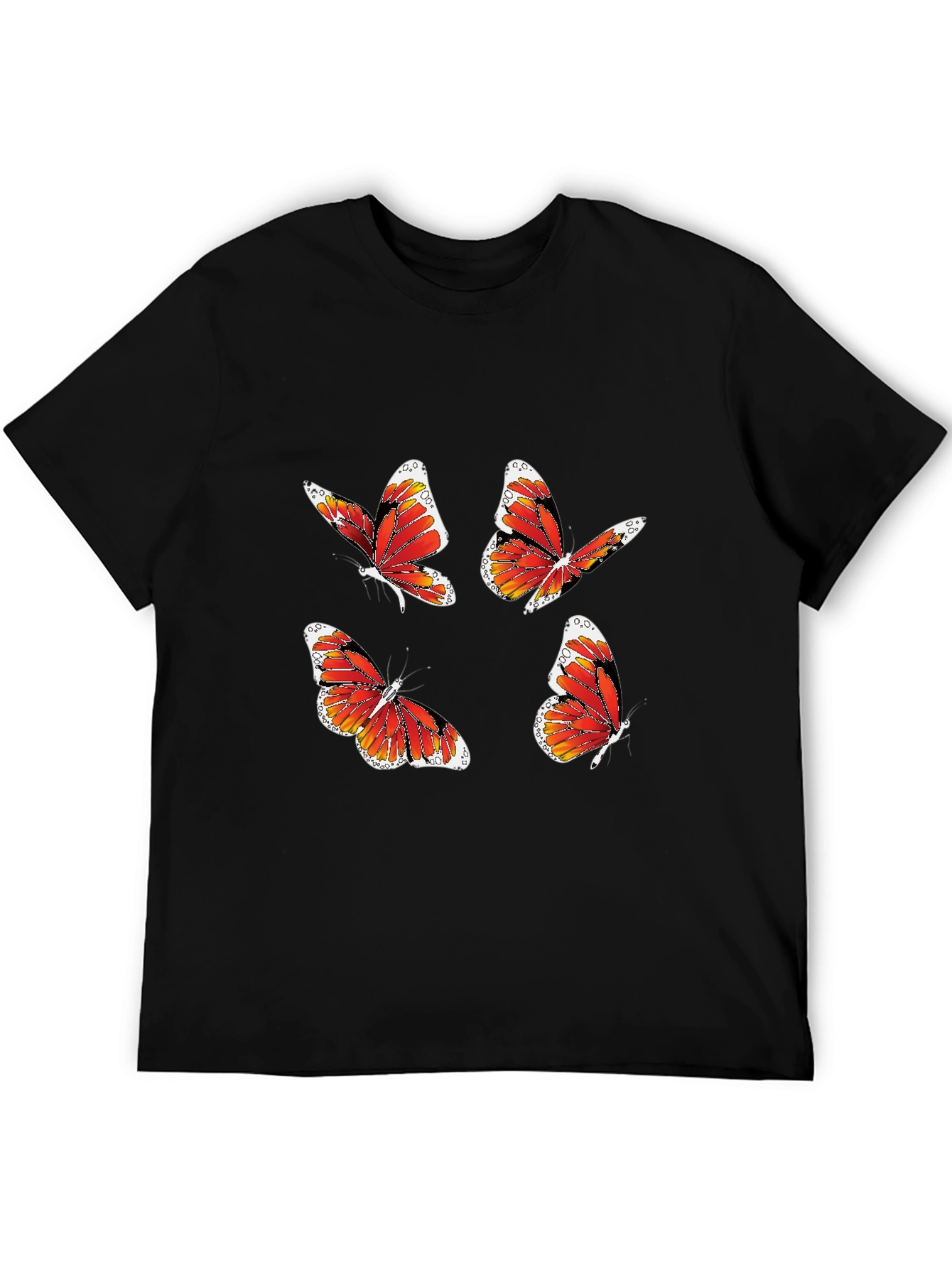 Butterfly Print Tee - Stylish Black T-Shirt