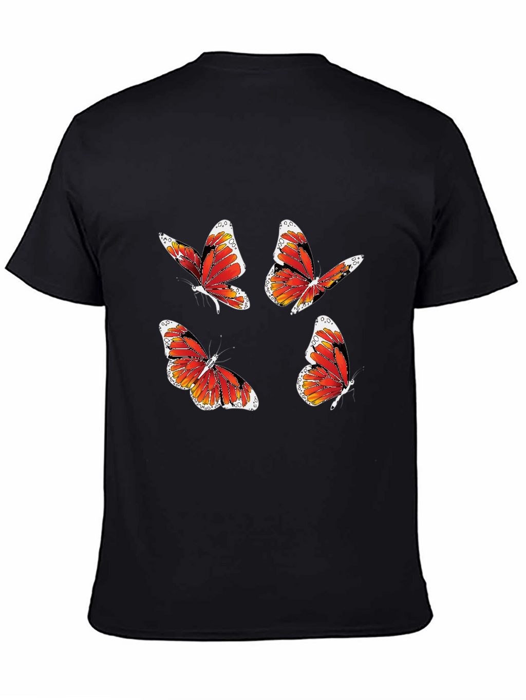Butterfly Print Tee - Stylish Black T-Shirt