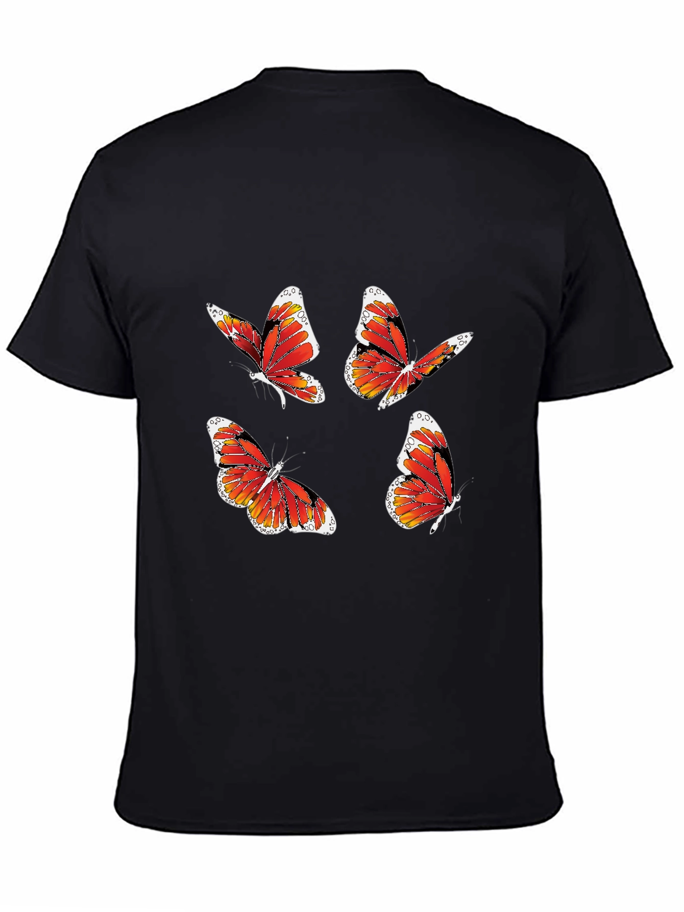 Butterfly Print Tee - Stylish Black T-Shirt