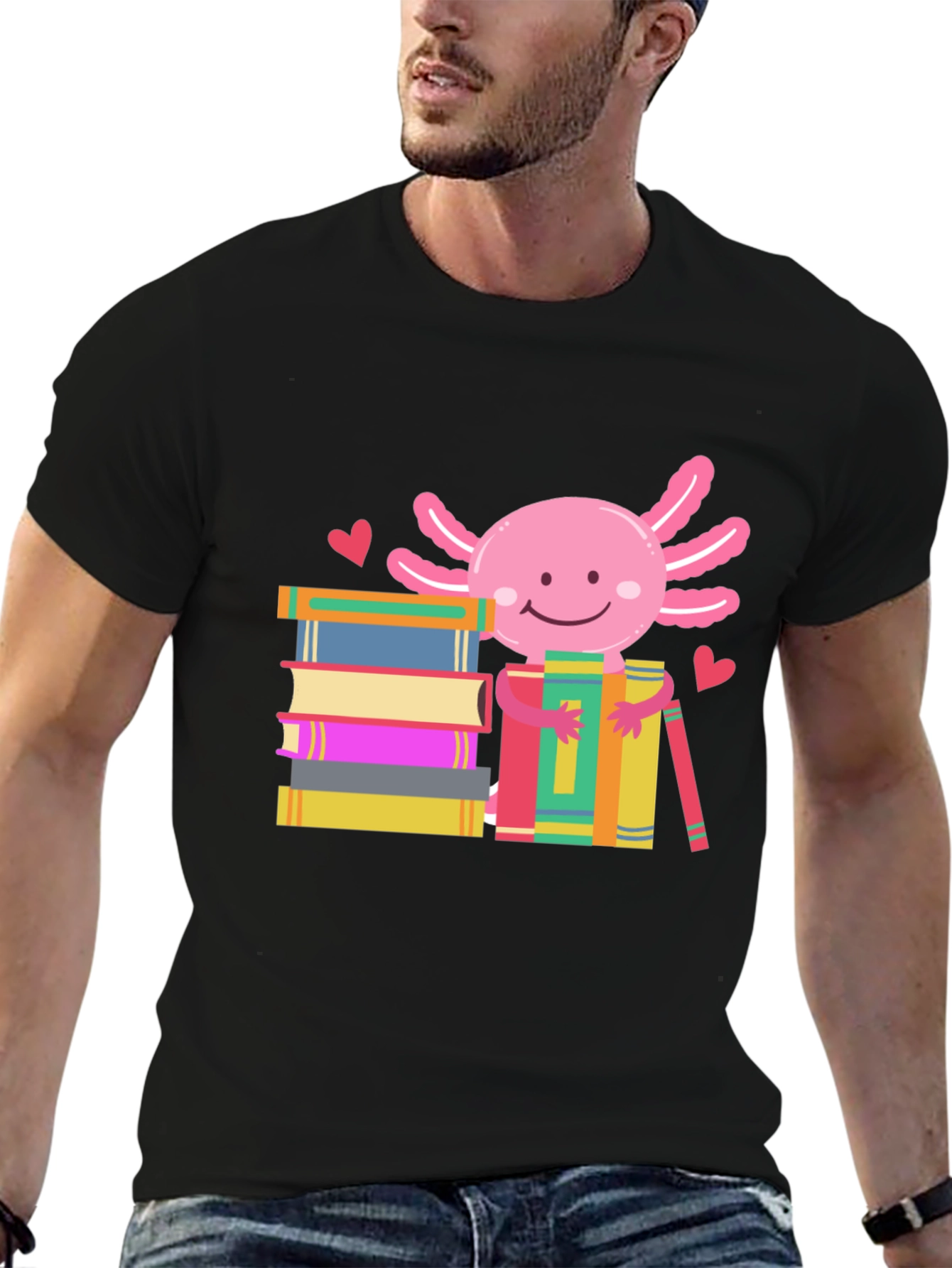 Axolotl Bookworm T-Shirt - Reading Lover Tee