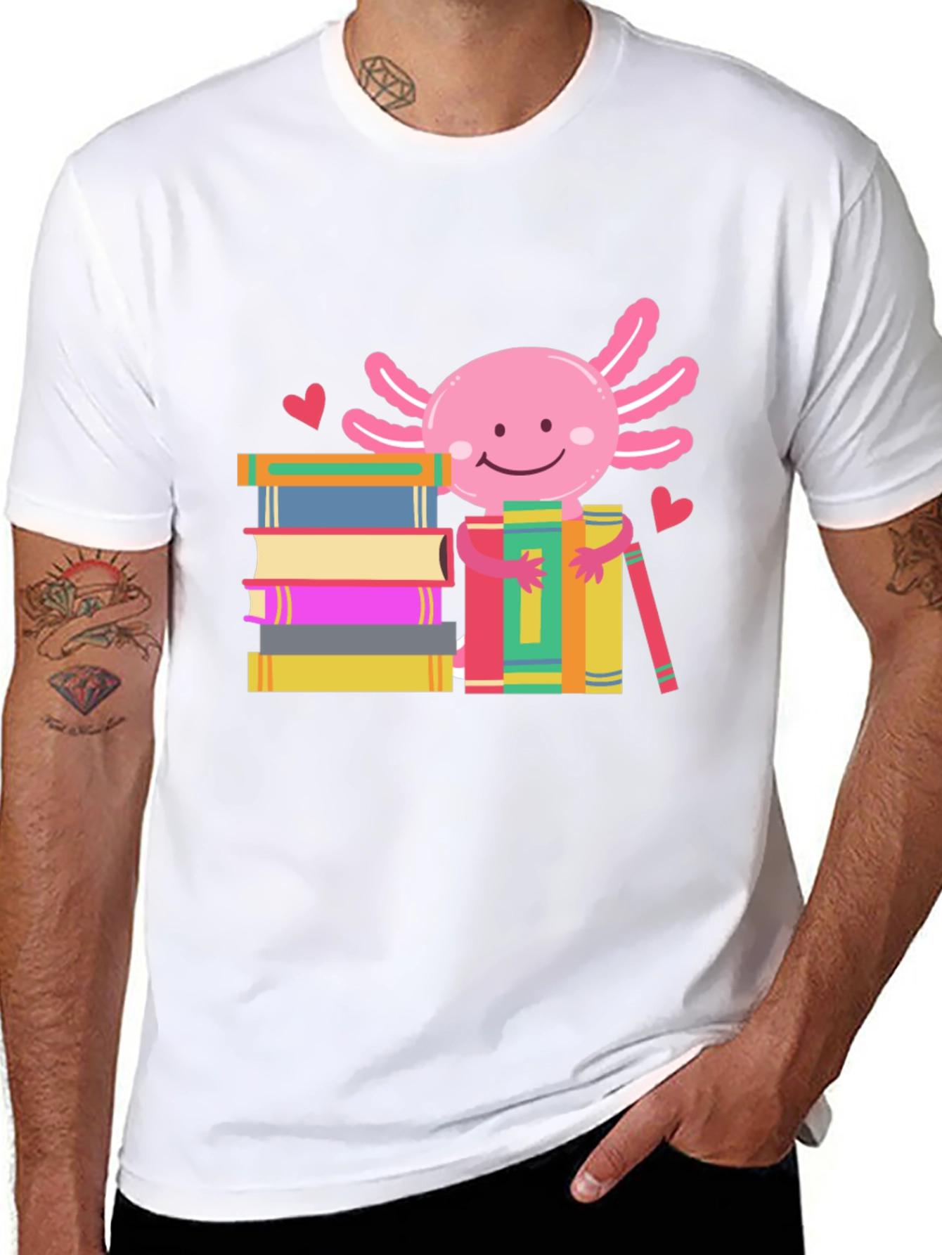 Axolotl Bookworm T-Shirt - Reading Lover Tee