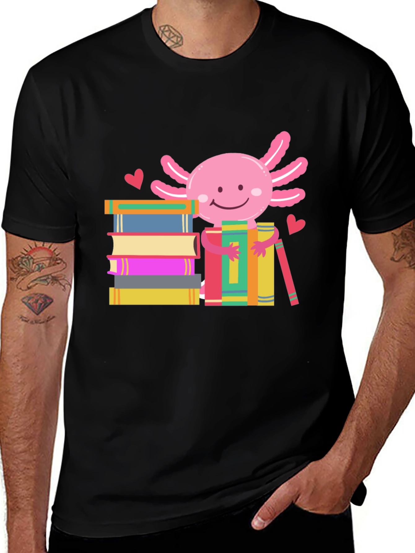 Axolotl Bookworm T-Shirt - Reading Lover Tee