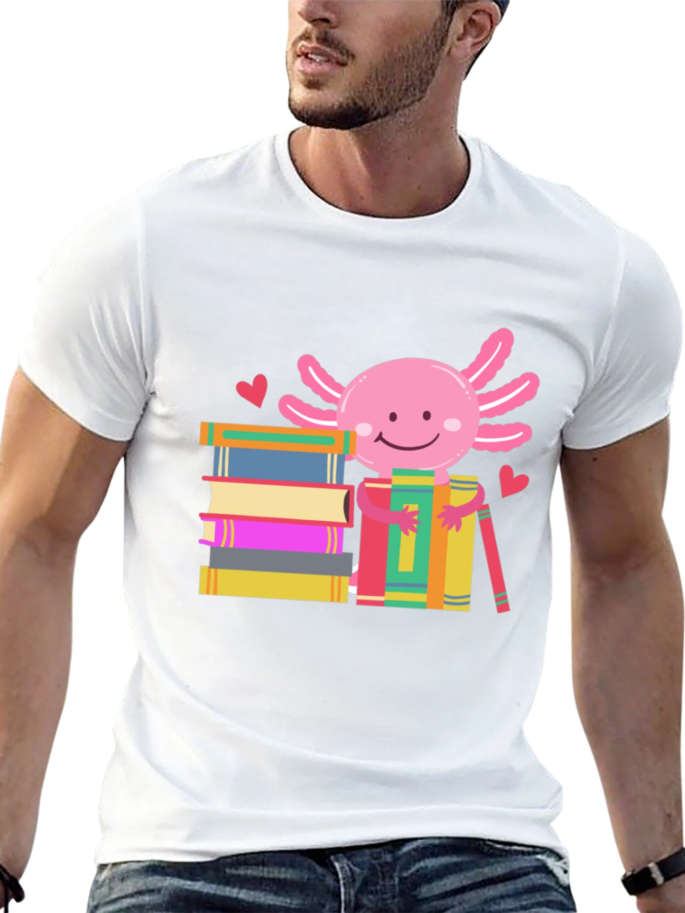 Axolotl Bookworm T-Shirt - Reading Lover Tee