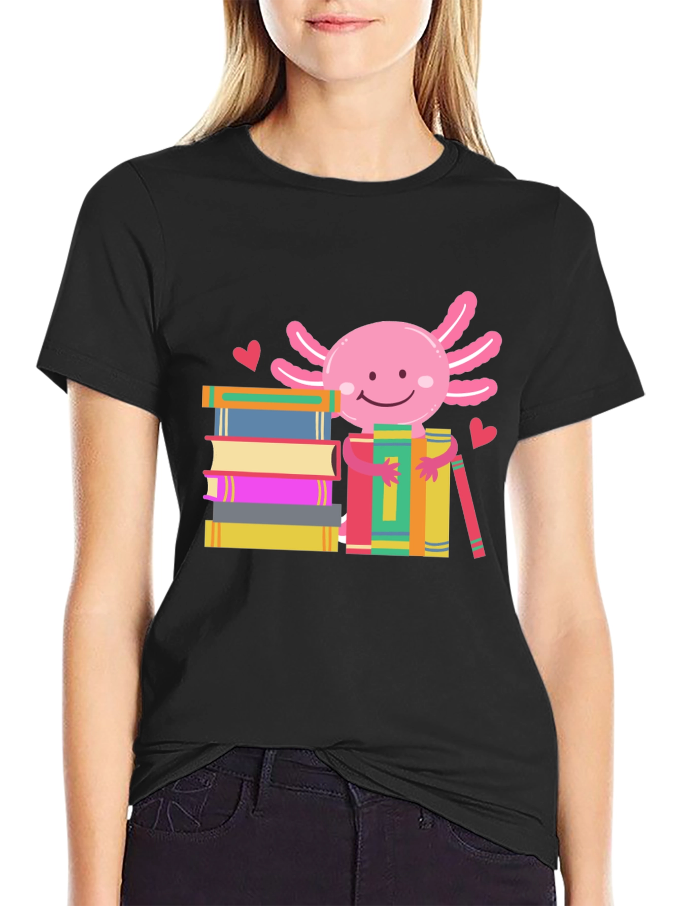 Axolotl Bookworm T-Shirt - Reading Lover Tee