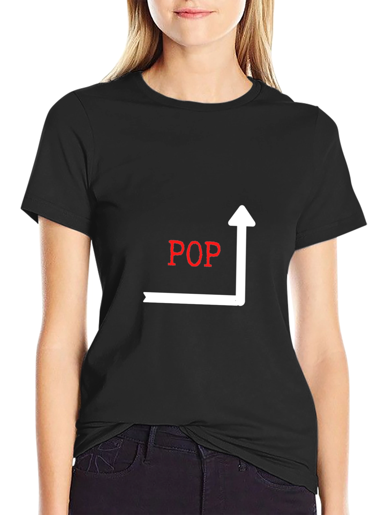 Trendy Pop Art Graphic Tee - Black Cotton Blend