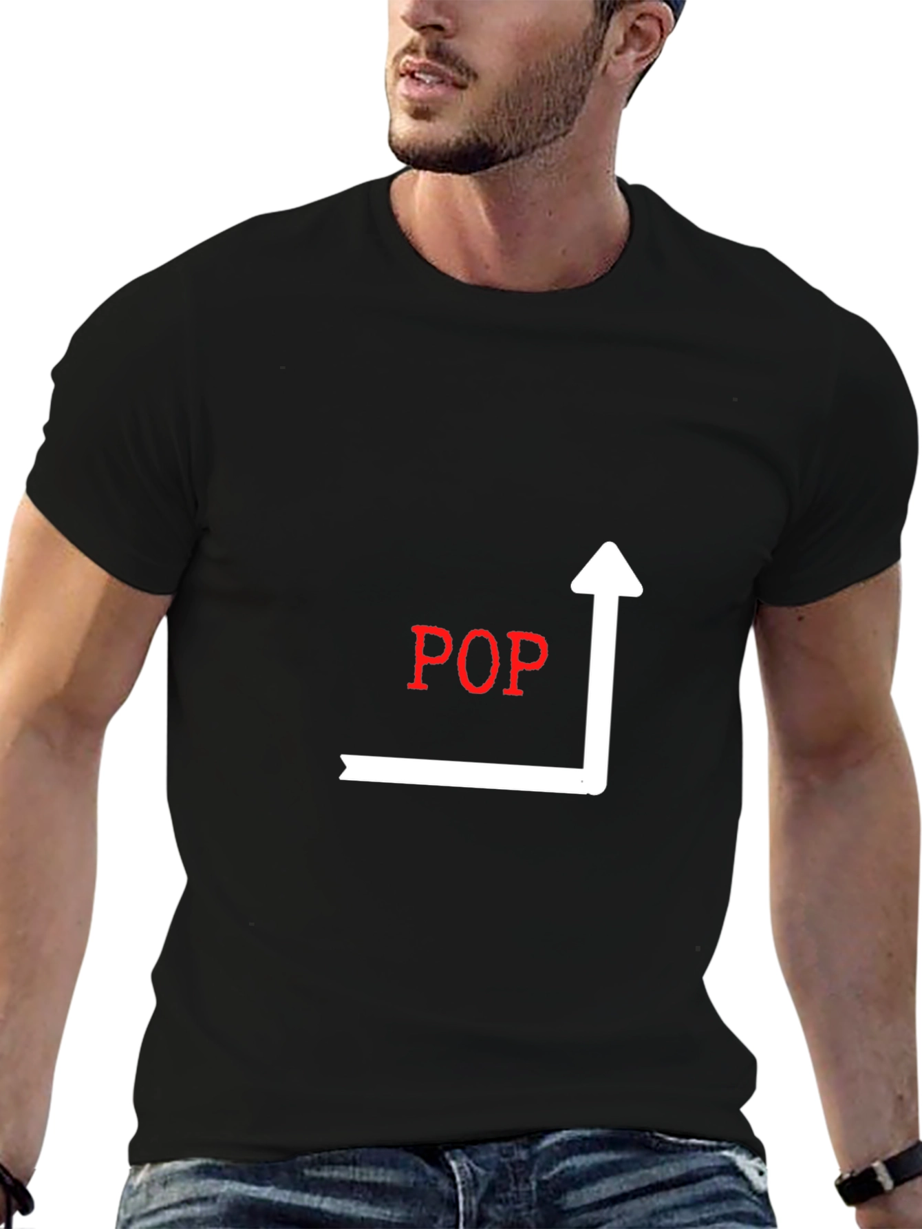 Trendy Pop Art Graphic Tee - Black Cotton Blend