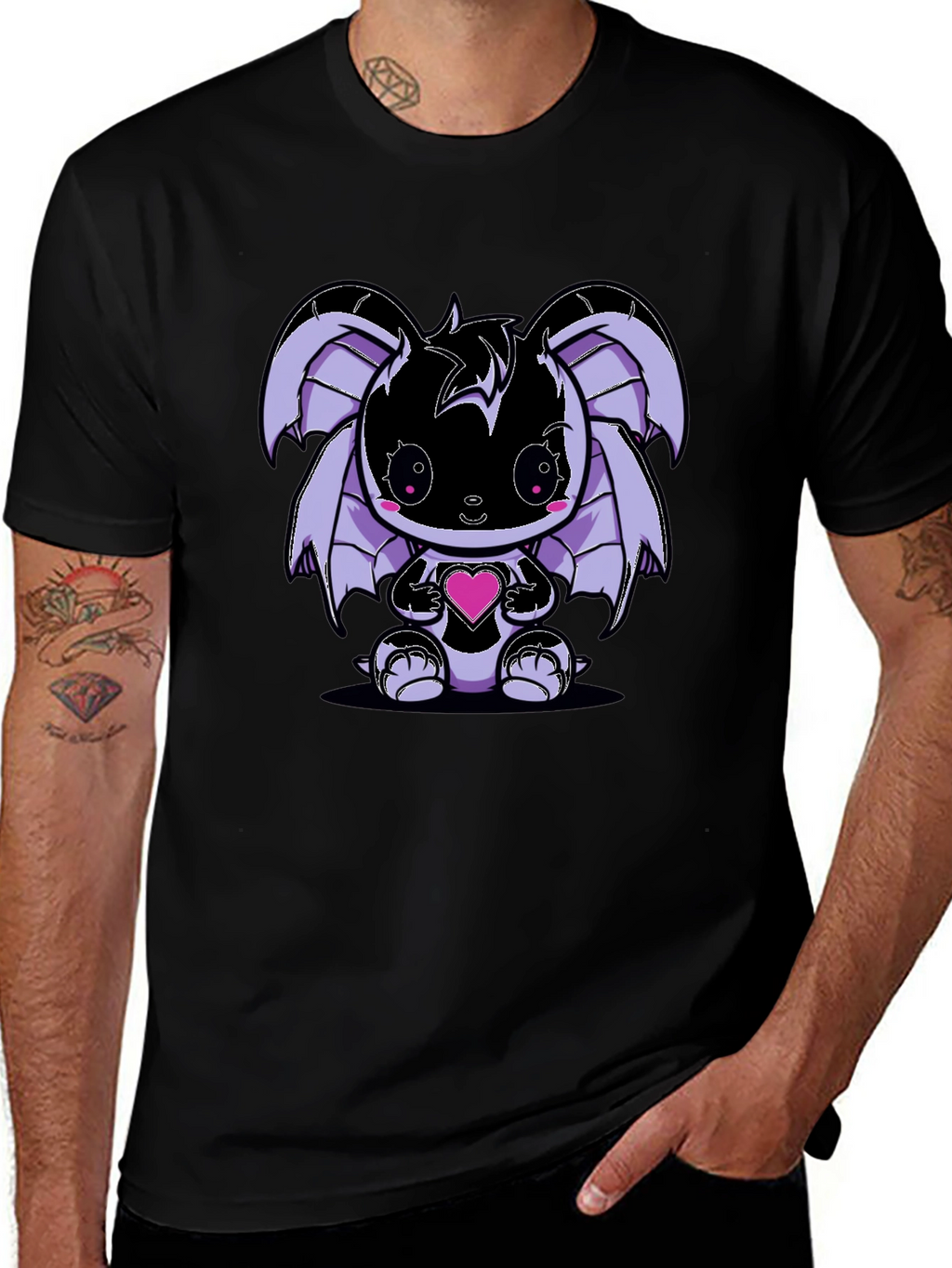 Cute Kawaii Bat Holding Heart T-Shirt