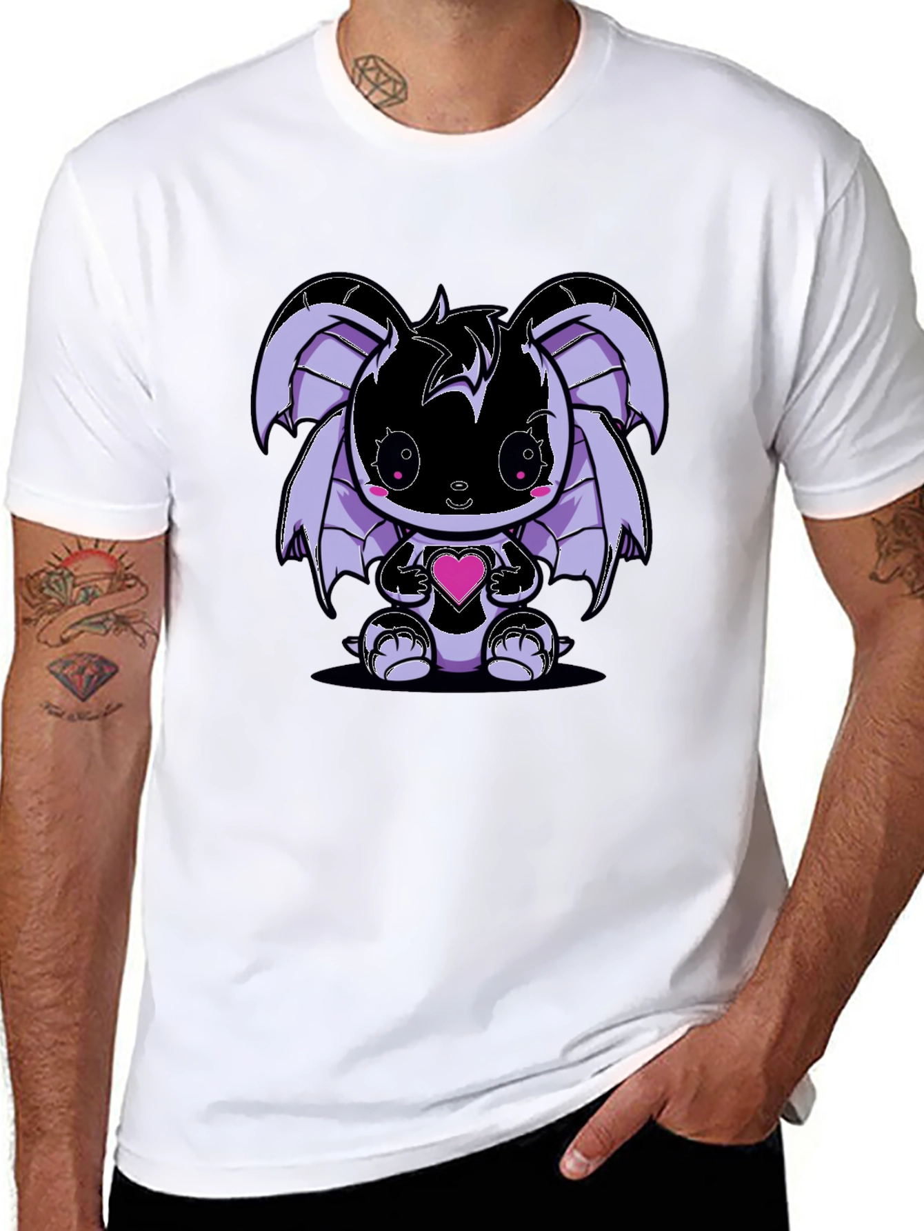 Cute Kawaii Bat Holding Heart T-Shirt