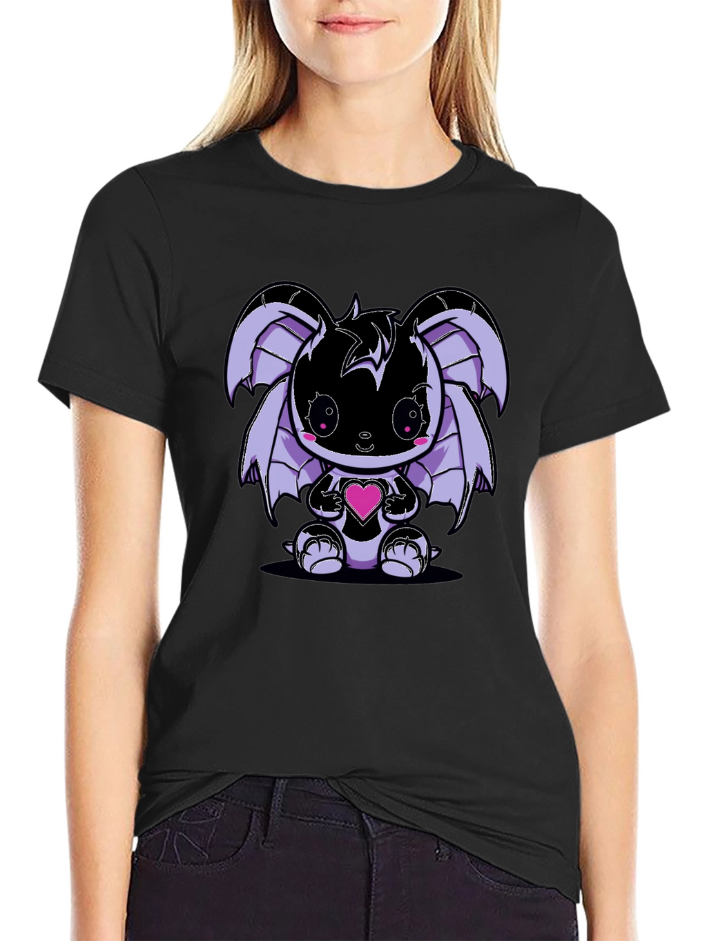 Cute Kawaii Bat Holding Heart T-Shirt