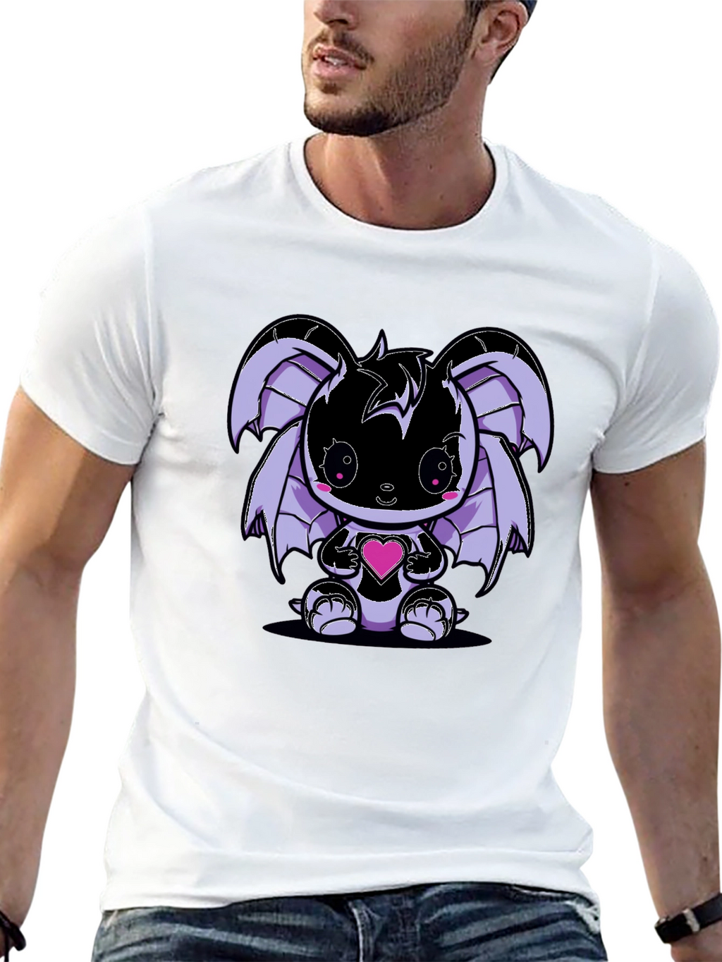 Cute Kawaii Bat Holding Heart T-Shirt