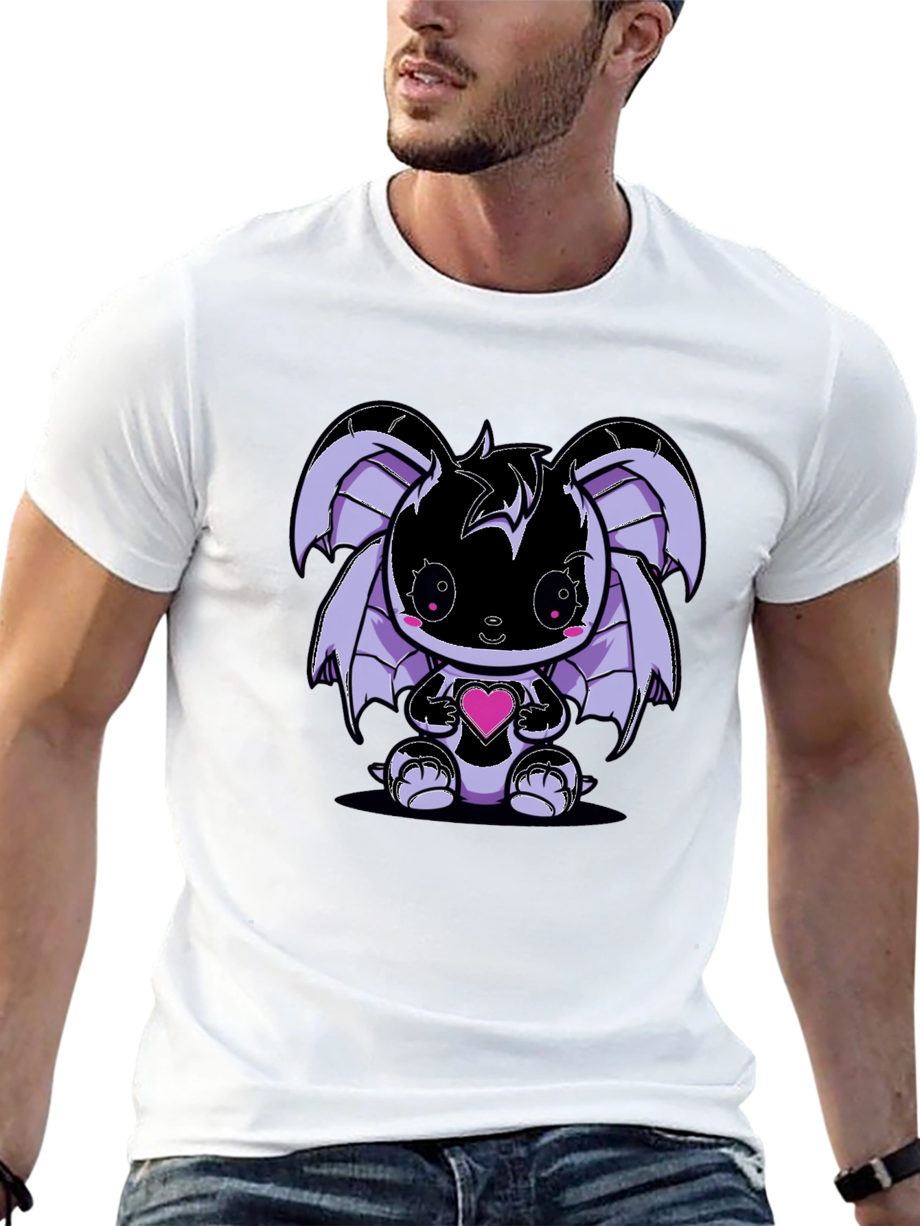 Cute Kawaii Bat Holding Heart T-Shirt